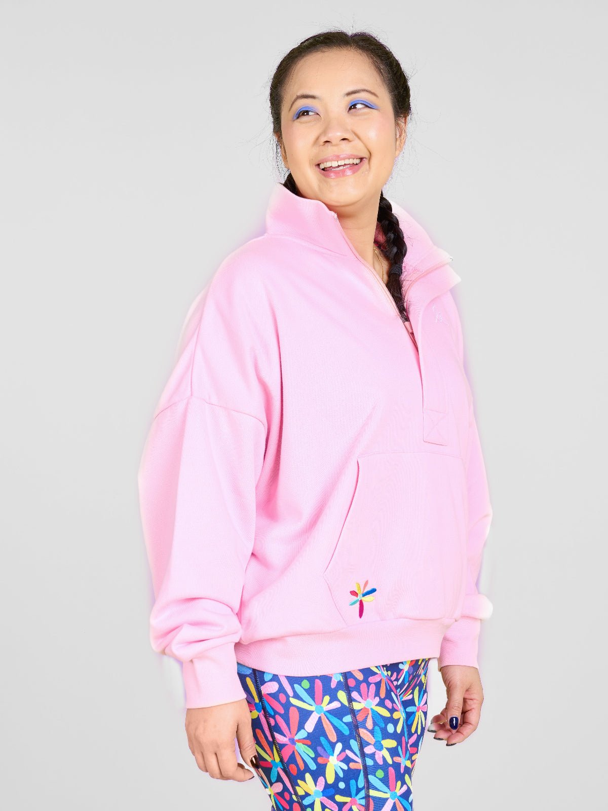 Happy Daisies FlexiZip Sweatshirt - Pink