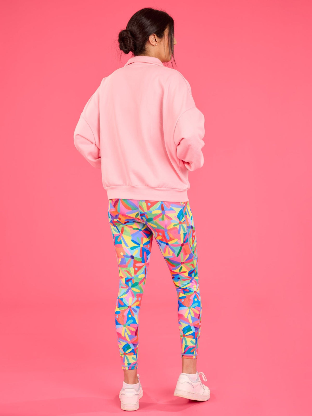 Happy Daisies FlexiZip Sweatshirt - Pink - comfortable flattering sweaters lightweight petite size