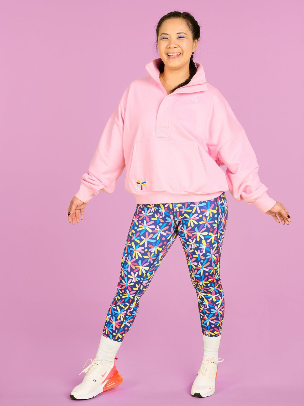 Happy Daisies FlexiZip Sweatshirt - Pink - 100% Organic Cotton French Terry