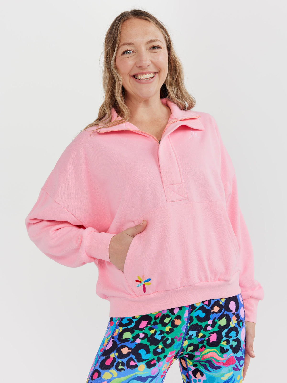 Happy Daisies FlexiZip Sweatshirt - Pink