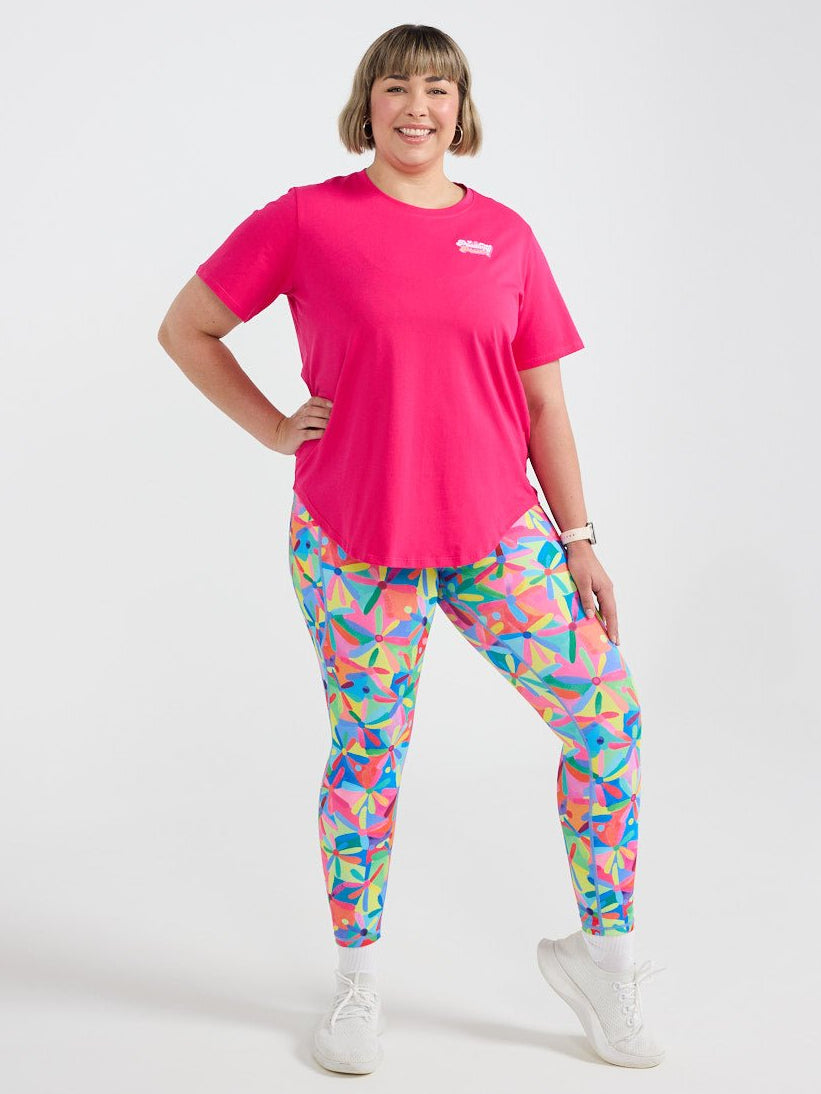 Hot Pink Active Curve Positivi-Tee - "Move With Joy"