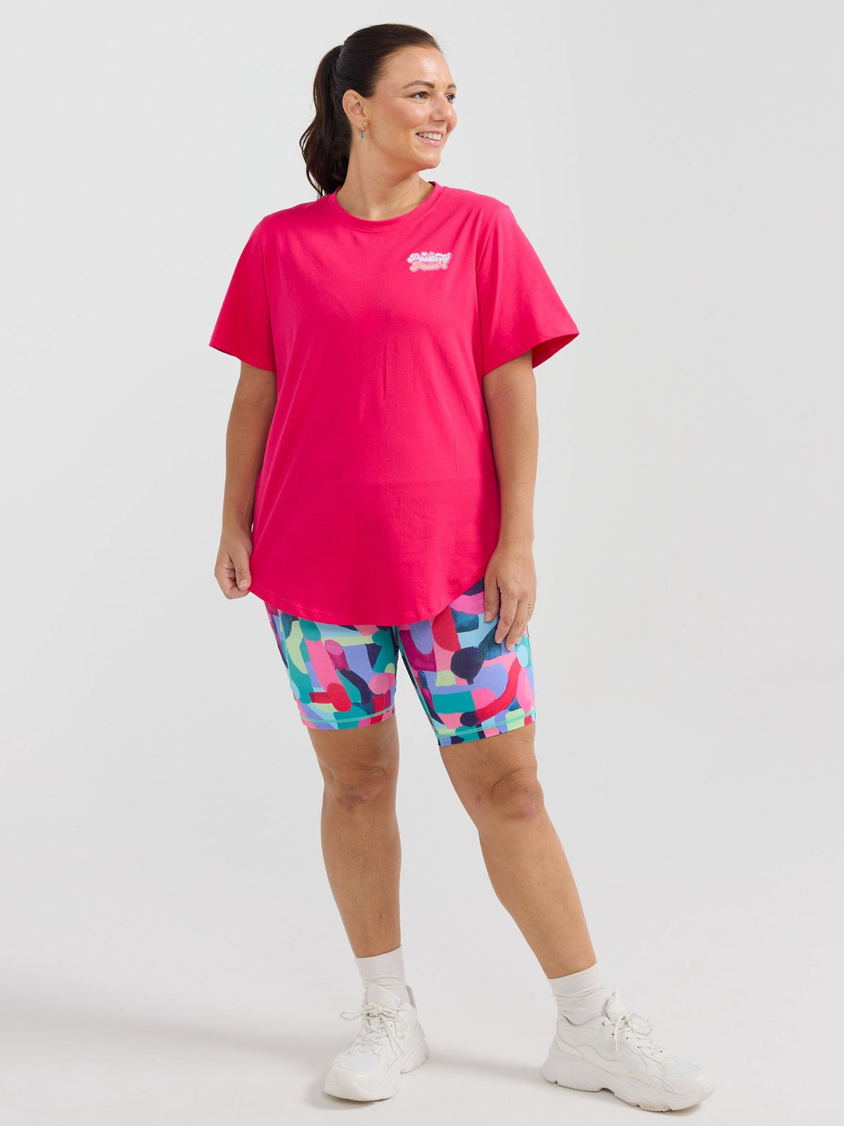 Hot Pink Active Curve Positivi-Tee - "Move With Joy"