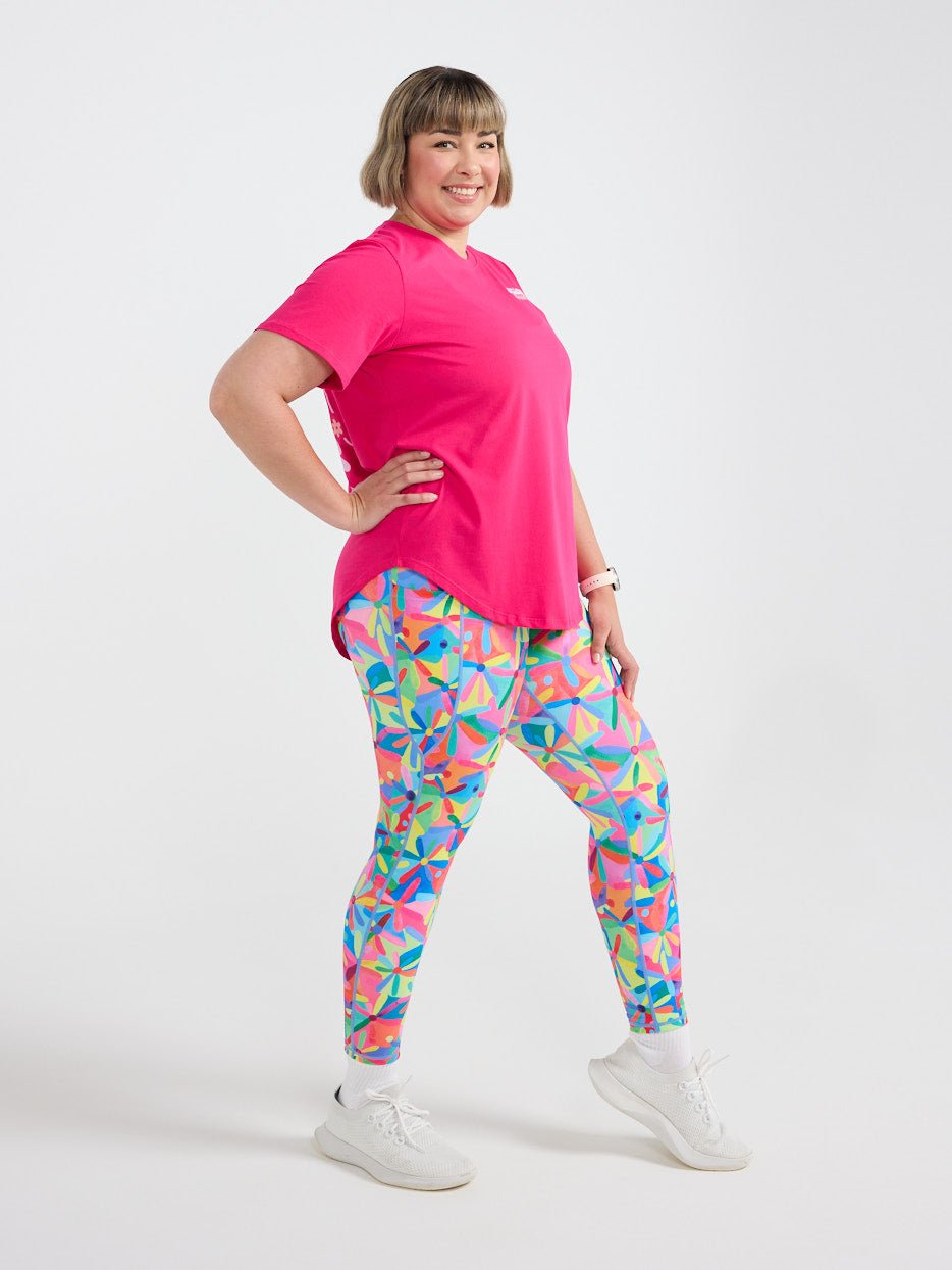 Hot Pink Active Curve Positivi-Tee - "Move With Joy"