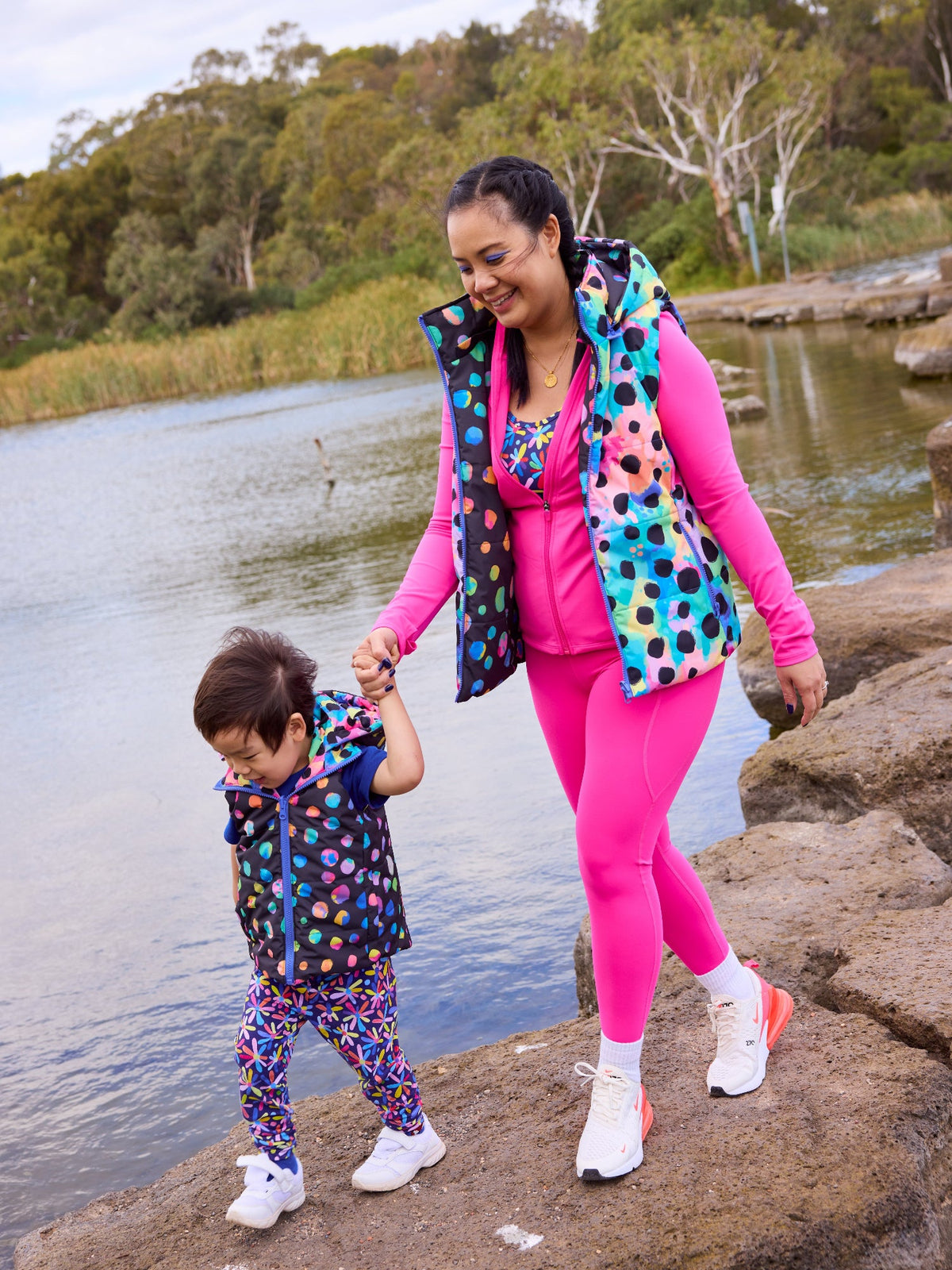 Hot Pink Elevate Legging - 7/8 length - high waisted leggings with tummy control