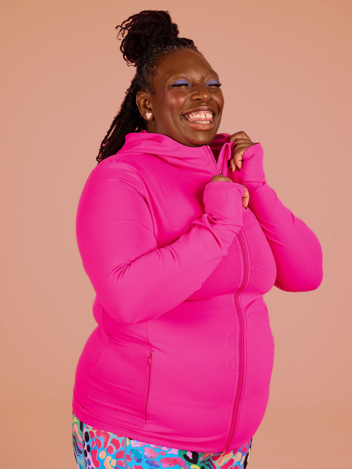 Hot Pink Elevate Running Jacket - plus size womens running jacket brushed warm fabric