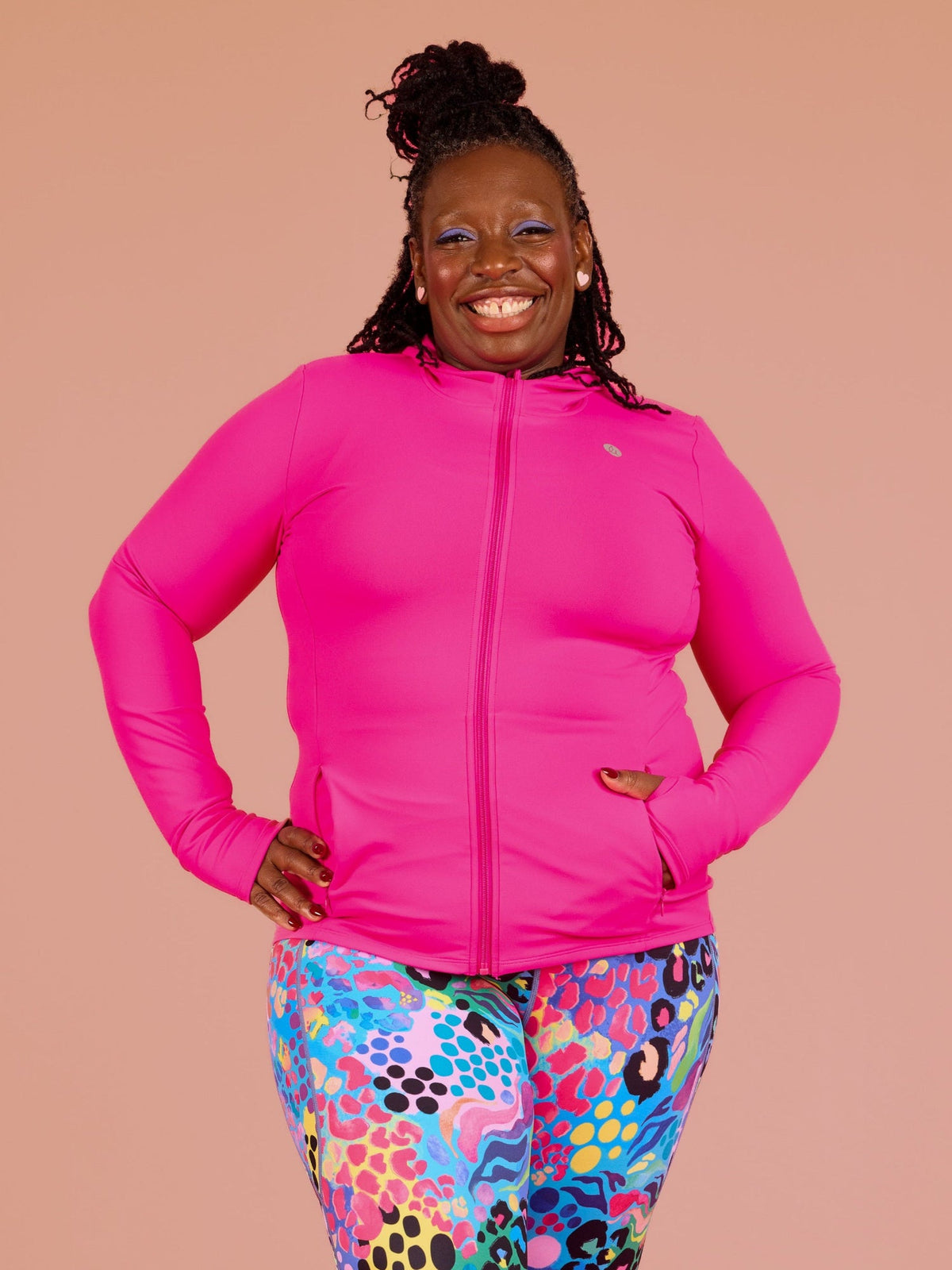 Hot Pink Elevate Running Jacket - plus size womens running jacket brushed warm fabric