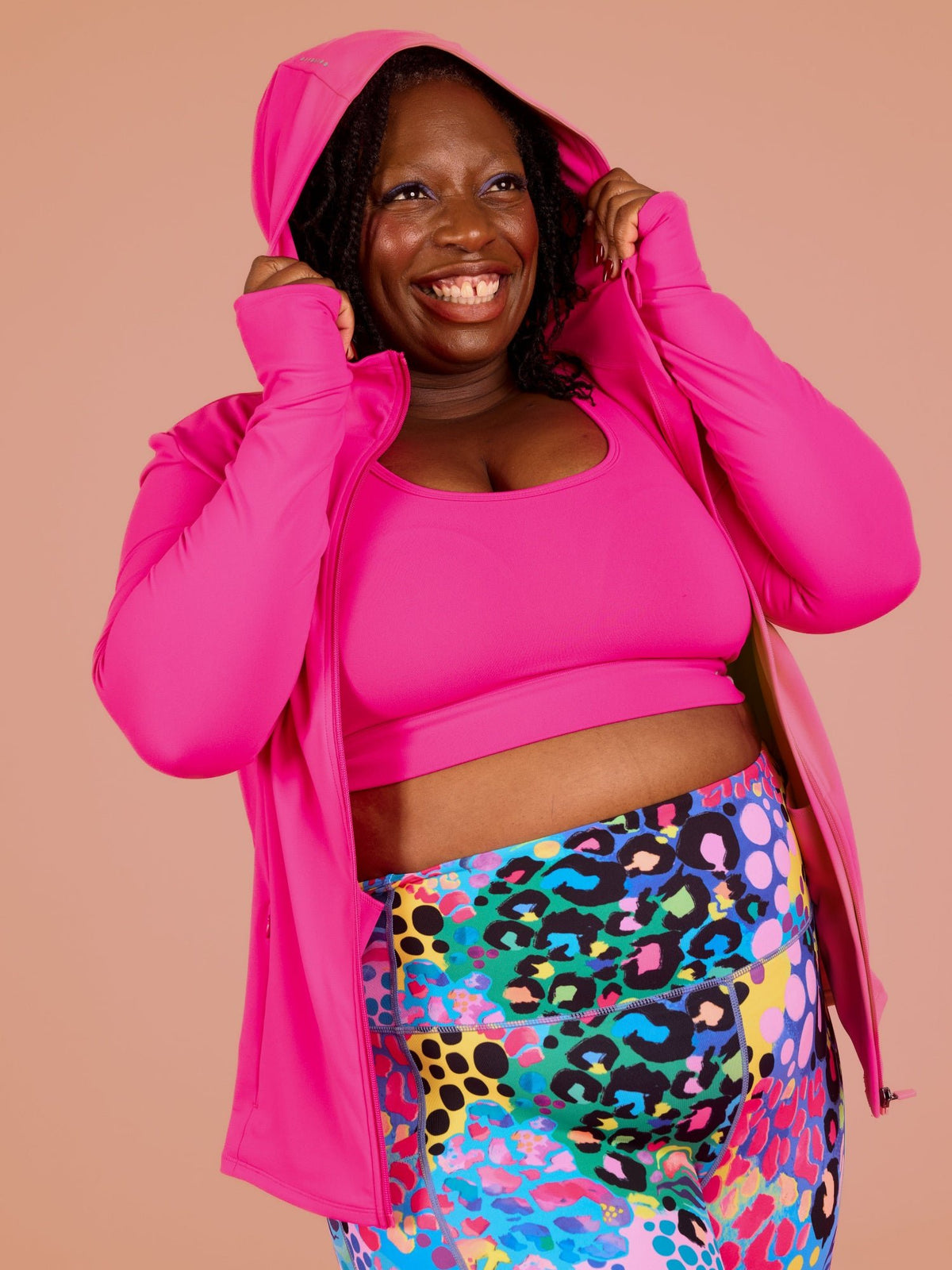 Hot Pink Elevate Running Jacket - build in hood extra warmth