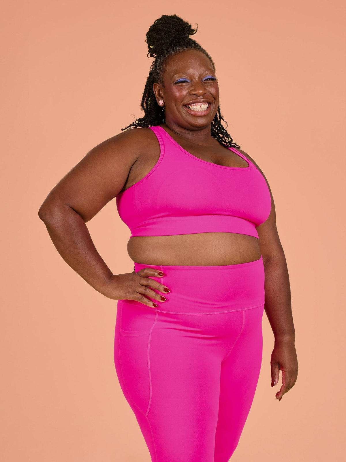 Hot Pink Liberty Hookback Crop - Sports bra sewn in pads