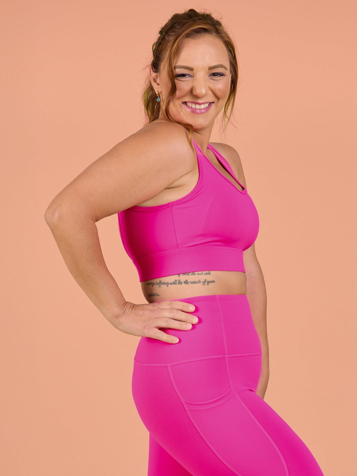 Hot Pink Liberty Hookback Crop - full-coverage cups brushed buttery soft fabric