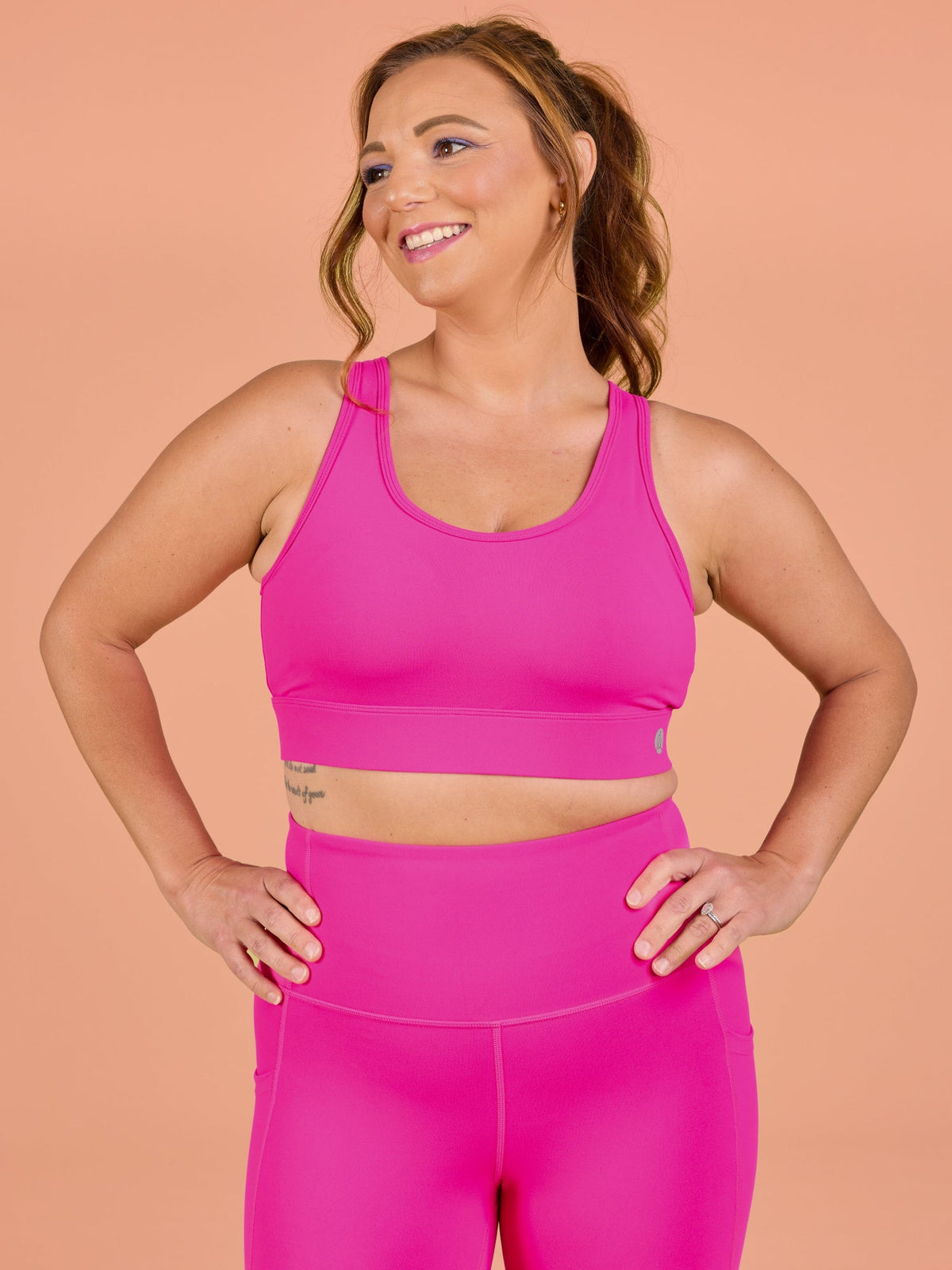 Hot Pink Liberty Hookback Crop - Running bra no bounce crop top