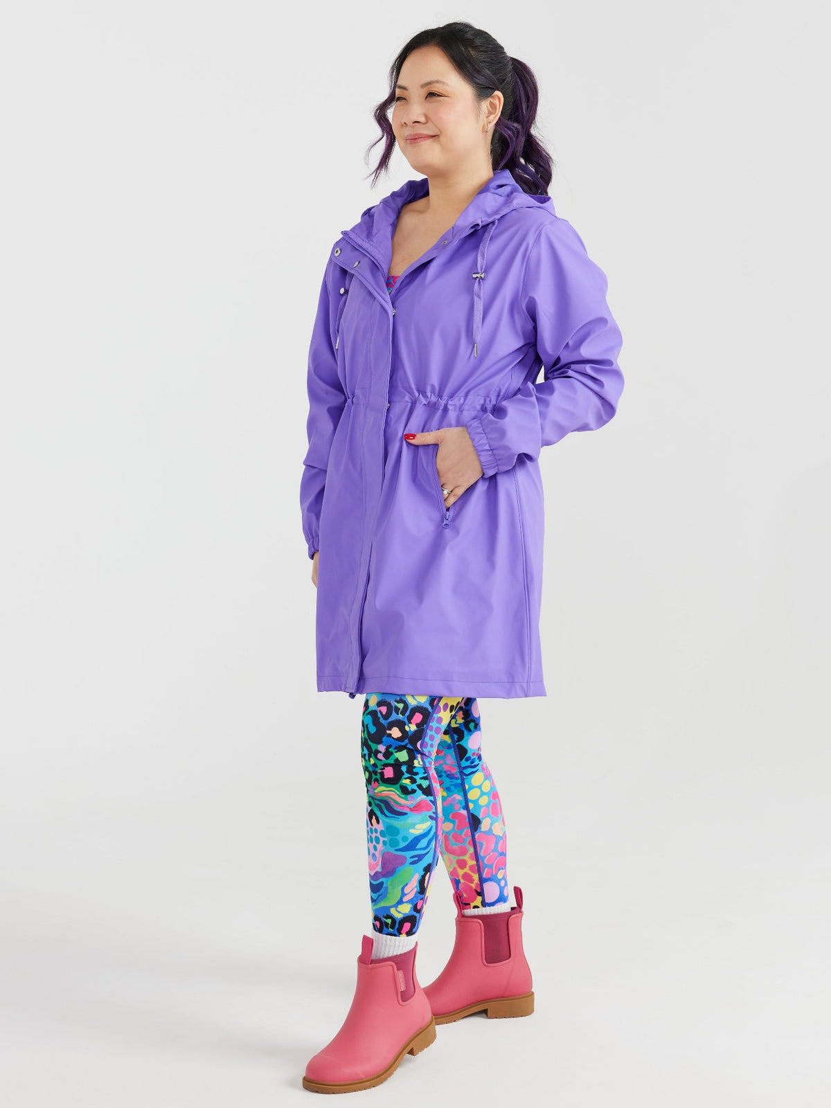 Iris Longline Raincoat- Electric Violet