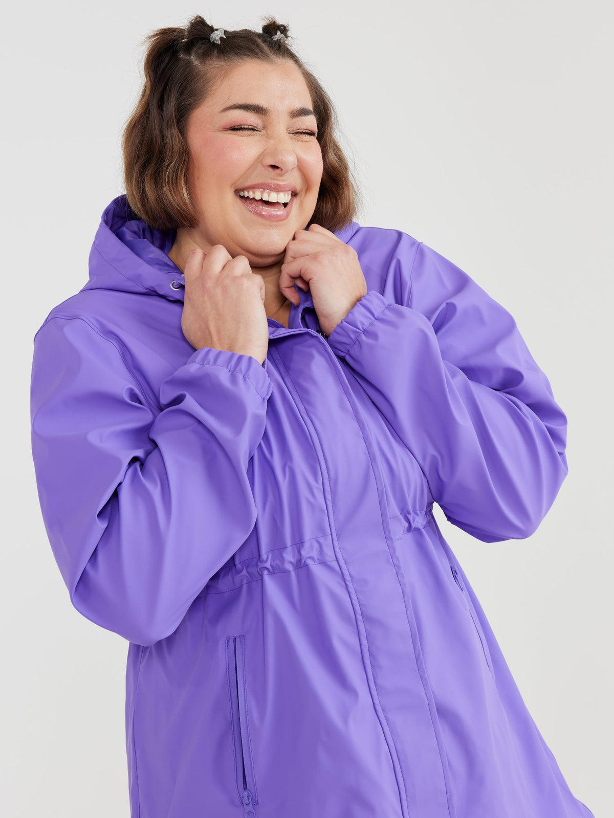 Iris Longline Raincoat- Electric Violet