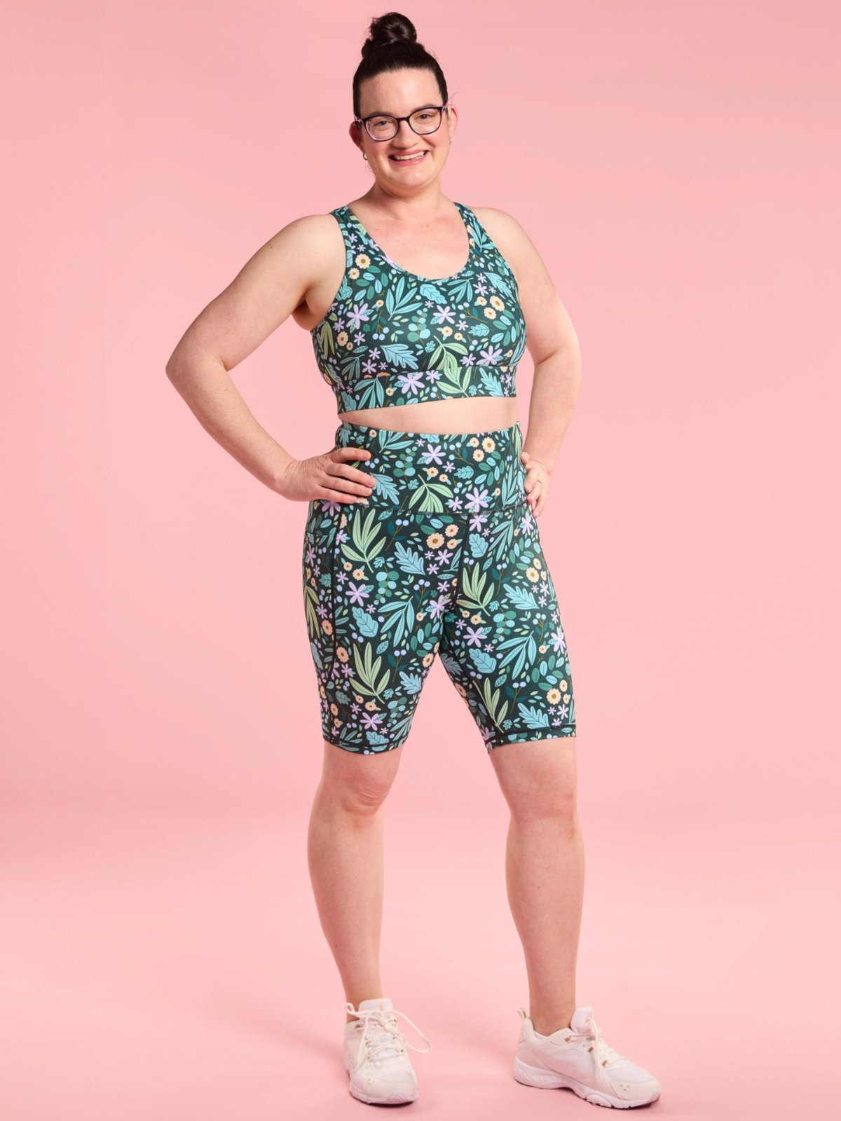 Leaves & Blooms Everyday Bike Shorts - high waisted bike shorts