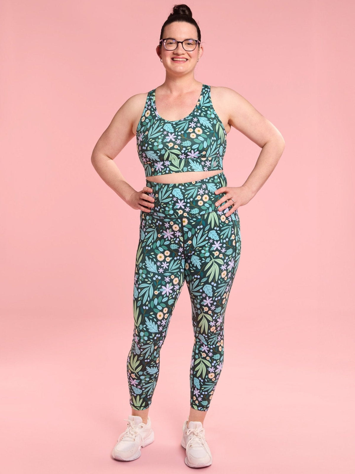 Leaves & Blooms Everyday Legging - 7/8-length - patterned running leggings