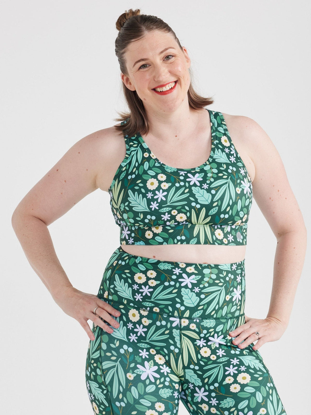 Leaves & Blooms Liberty Hookback Crop - sports bra floral print full coverage