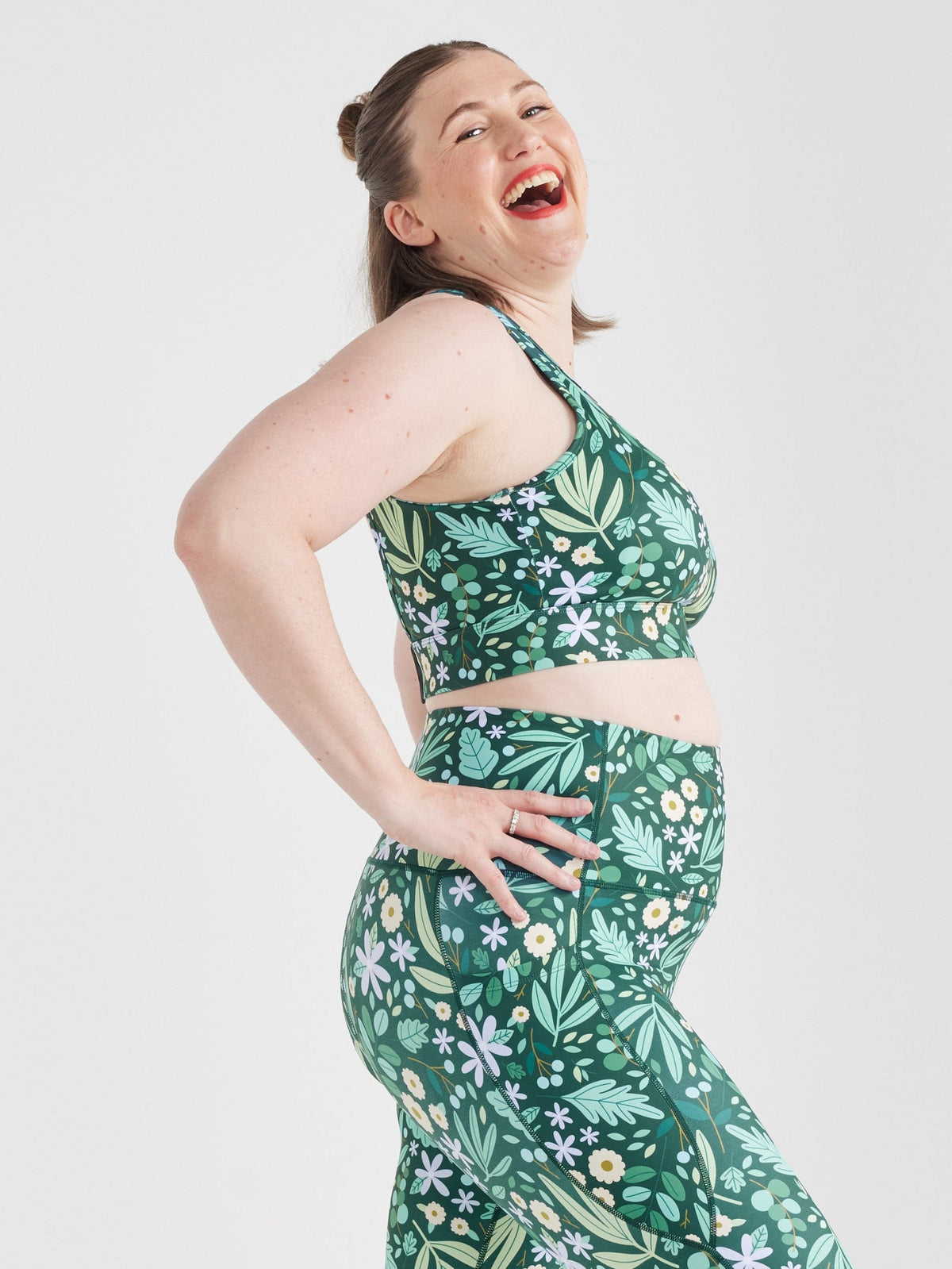 Leaves & Blooms Liberty Hookback Crop - sewn in padding