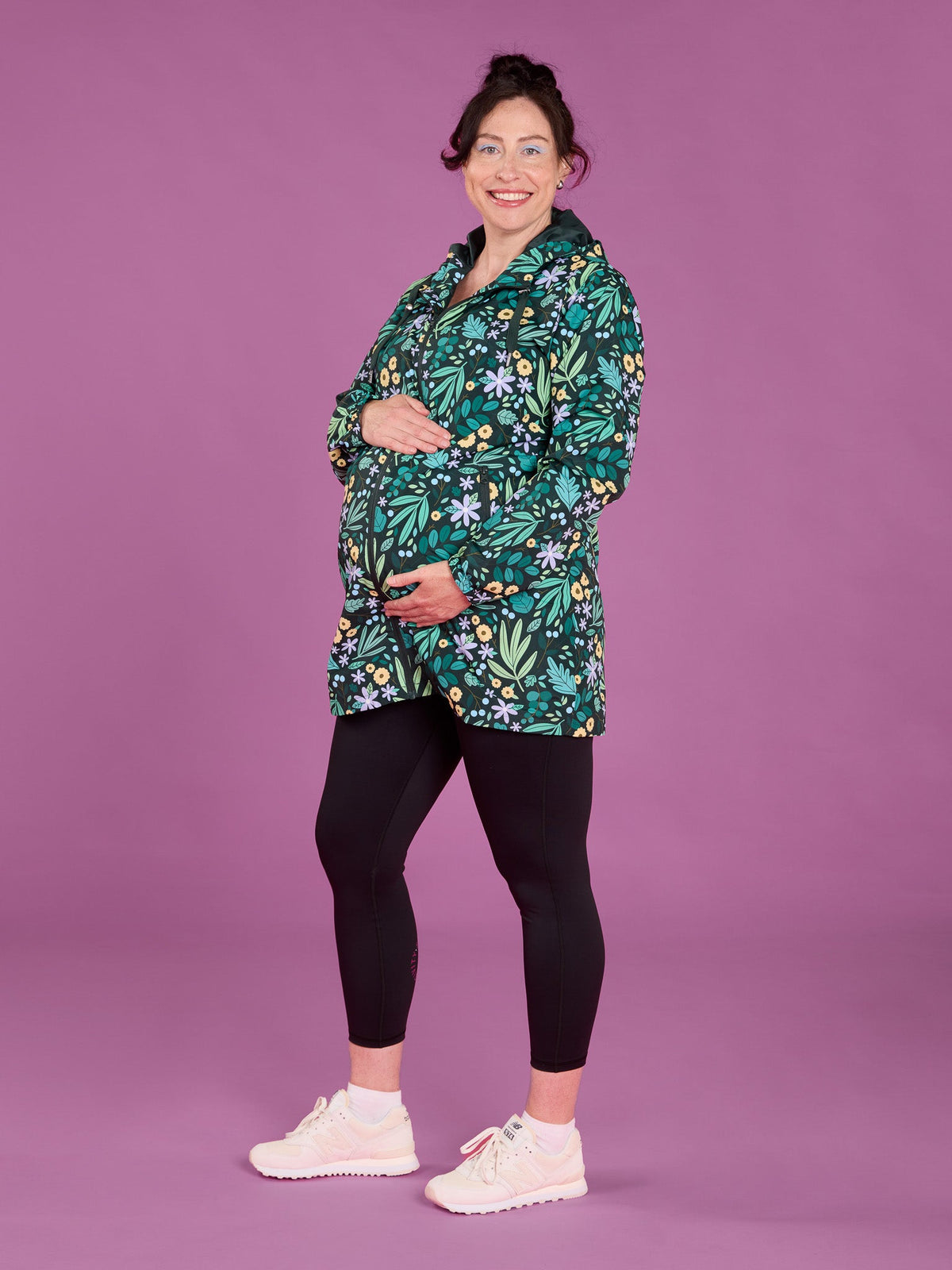 Leaves & Blooms Longline Raincoat - maternity friendly raincoat women