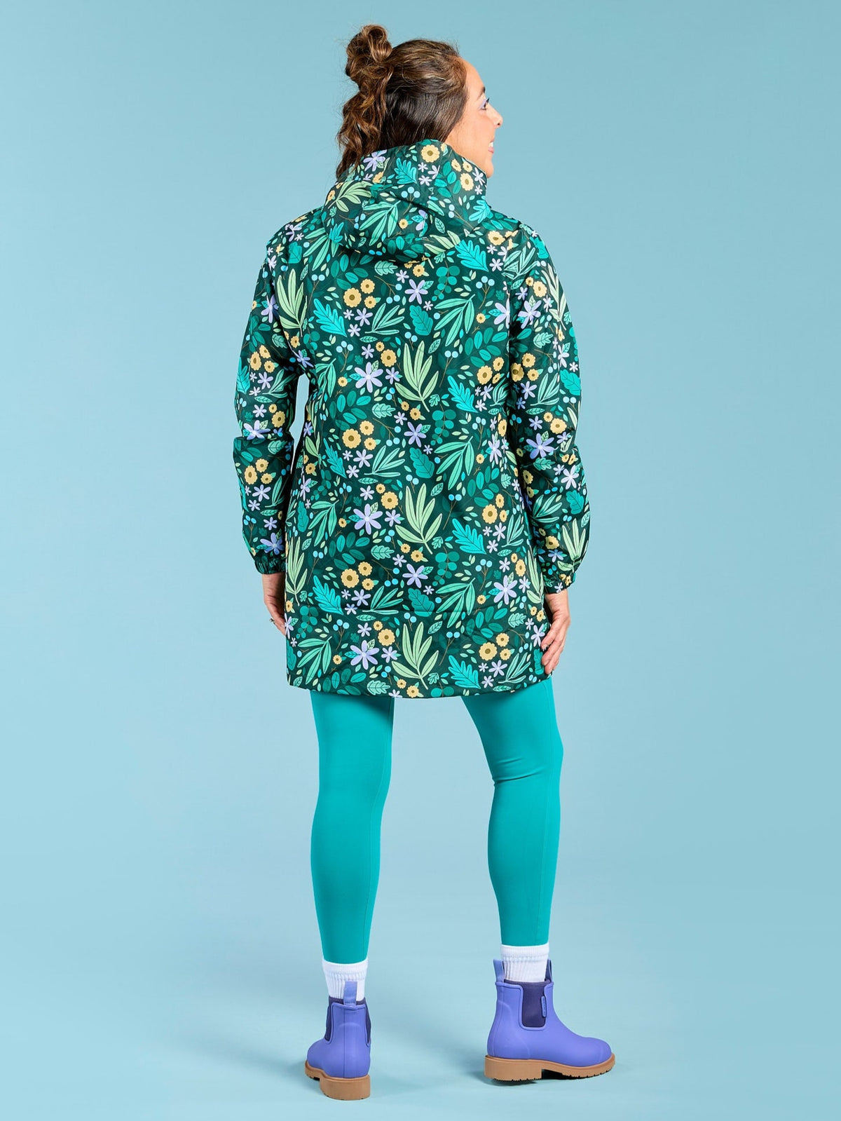 Leaves & Blooms Longline Raincoat - womens rain coat waterproof