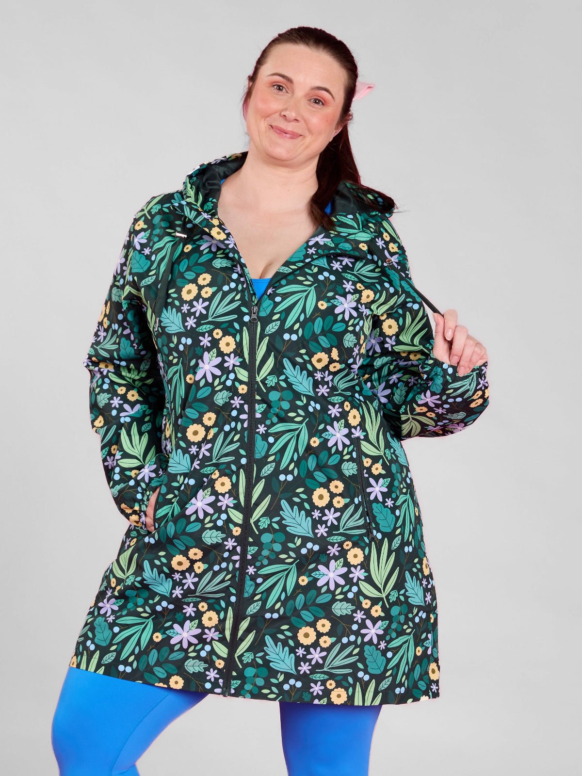 Leaves & Blooms Longline Raincoat