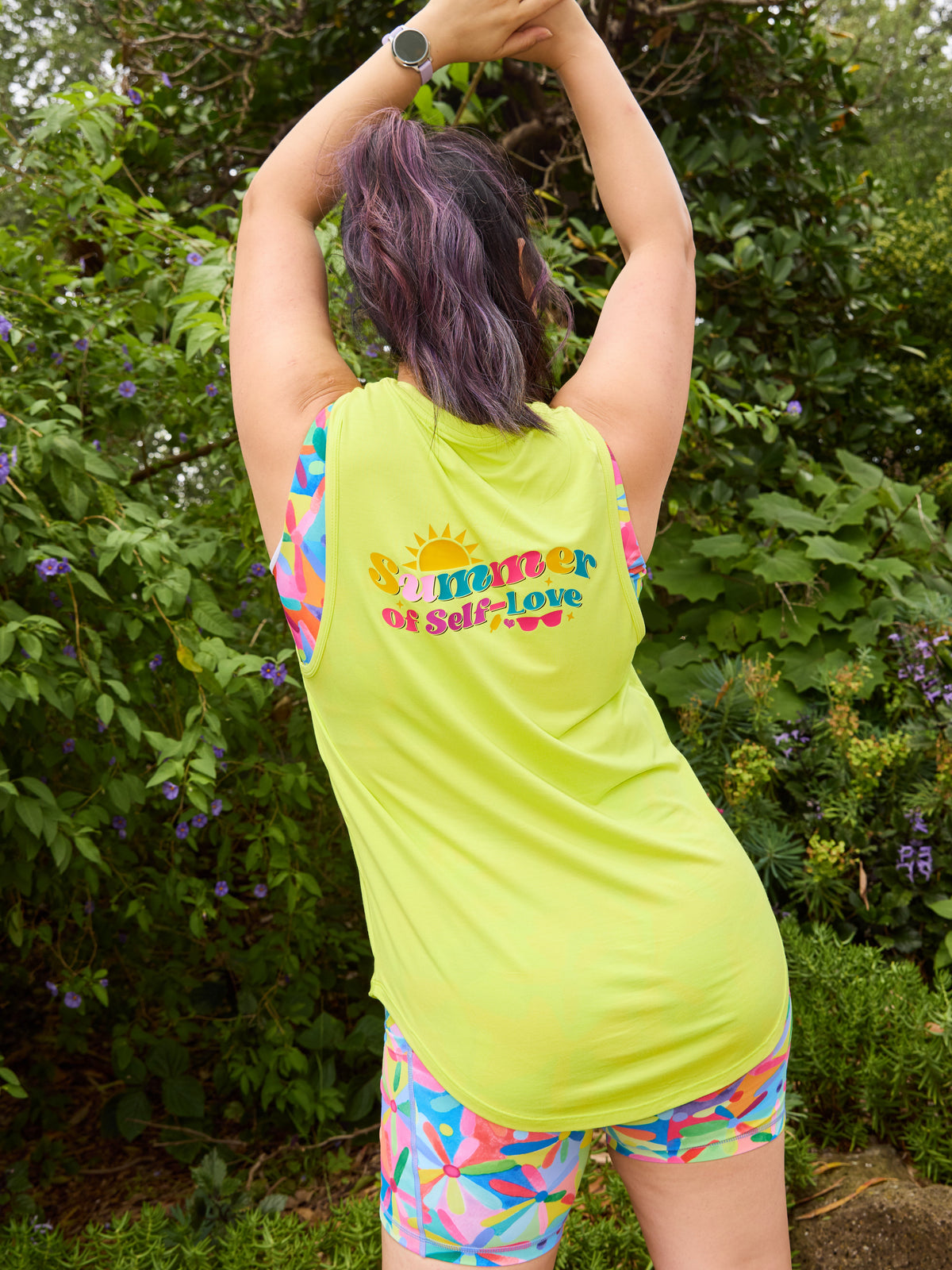 Lime Yellow Active Curve Tank - lime yellow long curve hem tank top