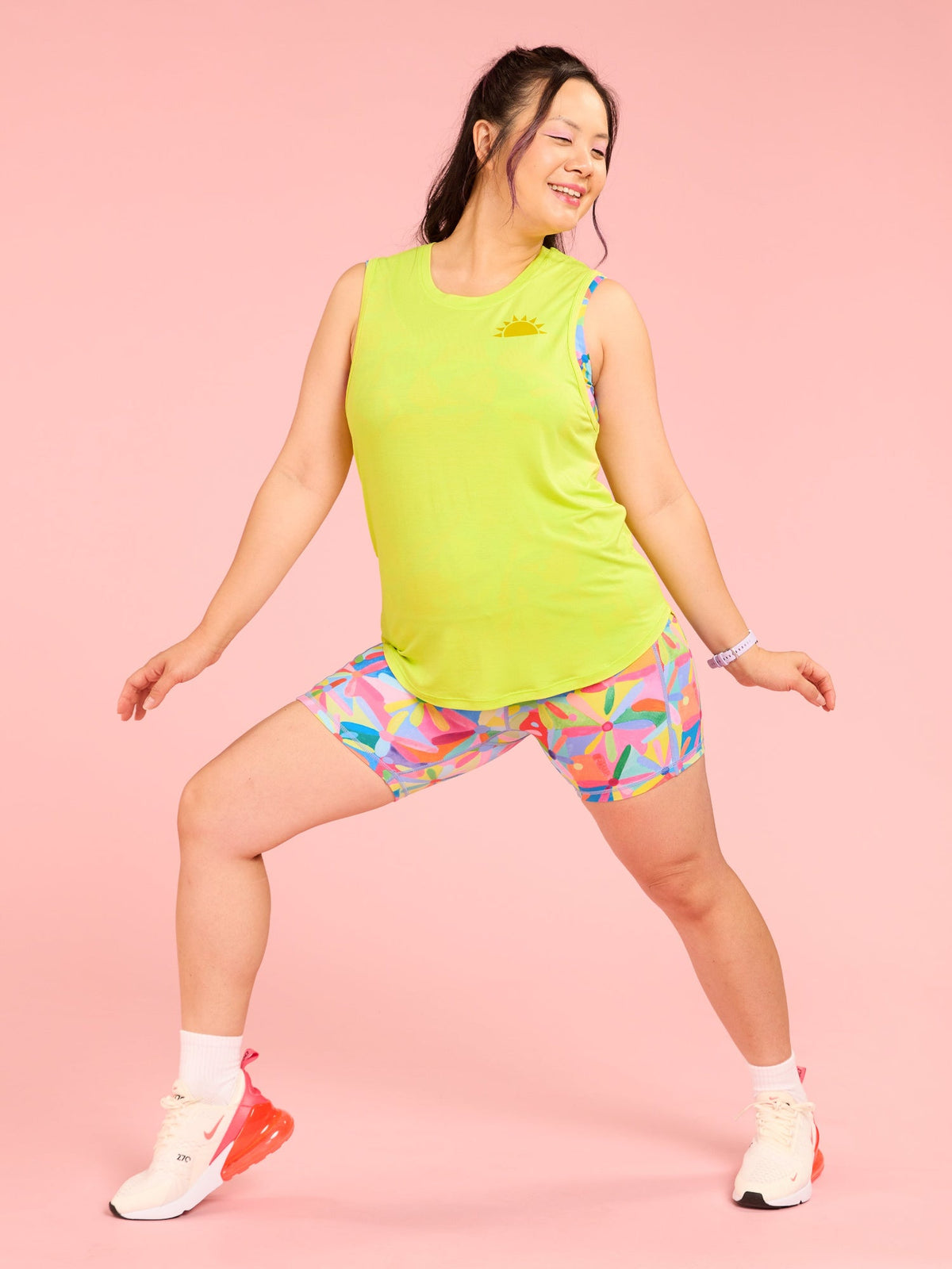 Lime Yellow Active Curve Tank - organic cotton breathable tank