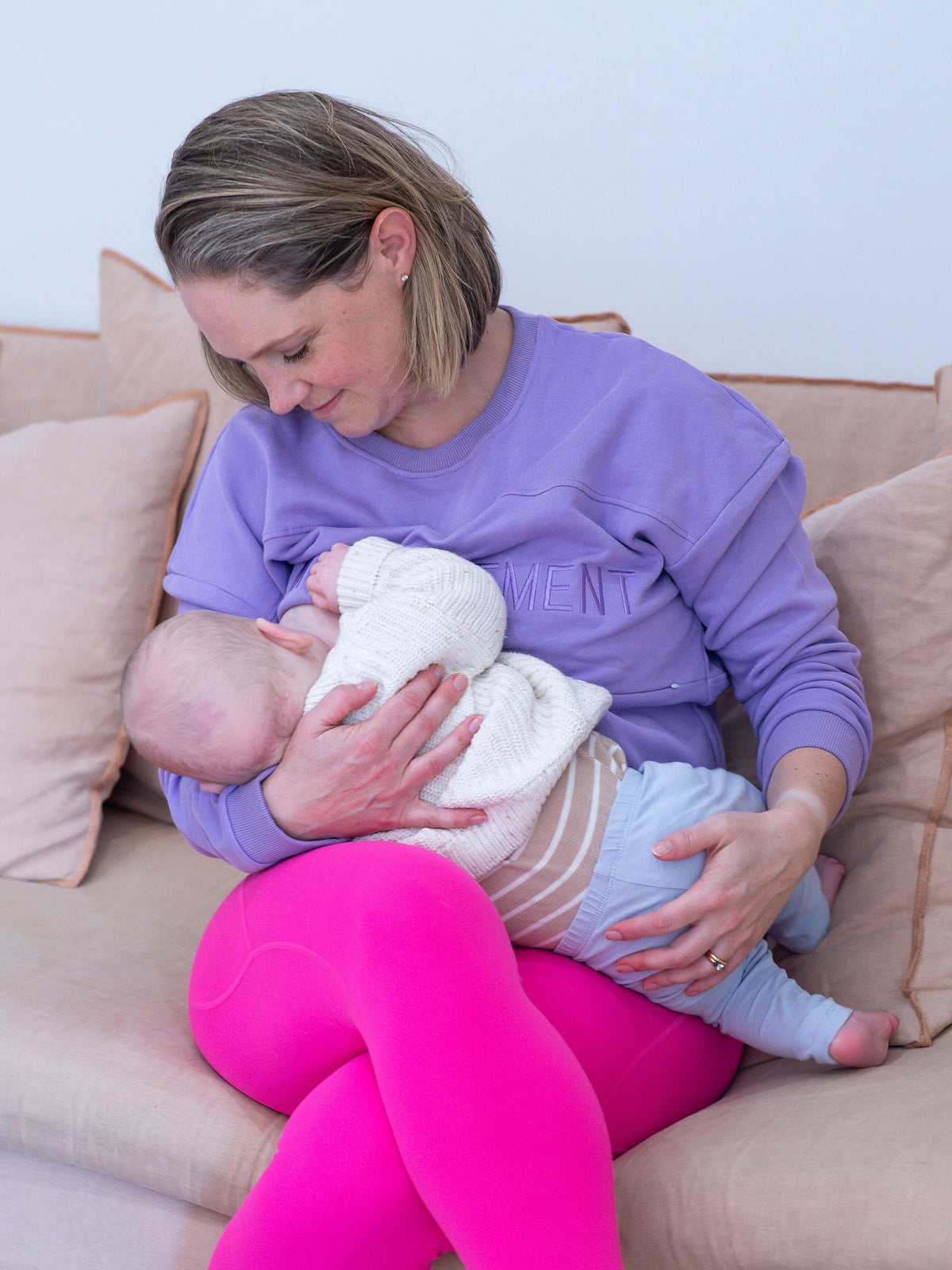 Mama Movement Nursing Sweatshirt - Lavender - nursing access zipper soft french terry