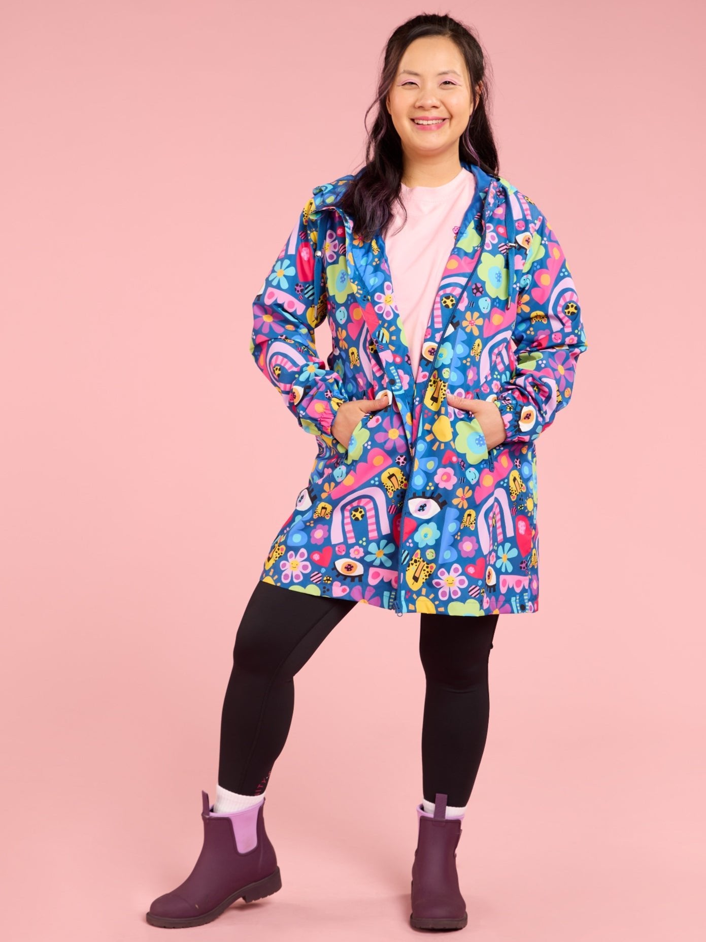 My Things Longline Raincoat - Adult - women's lightweight waterproof jacket with hood