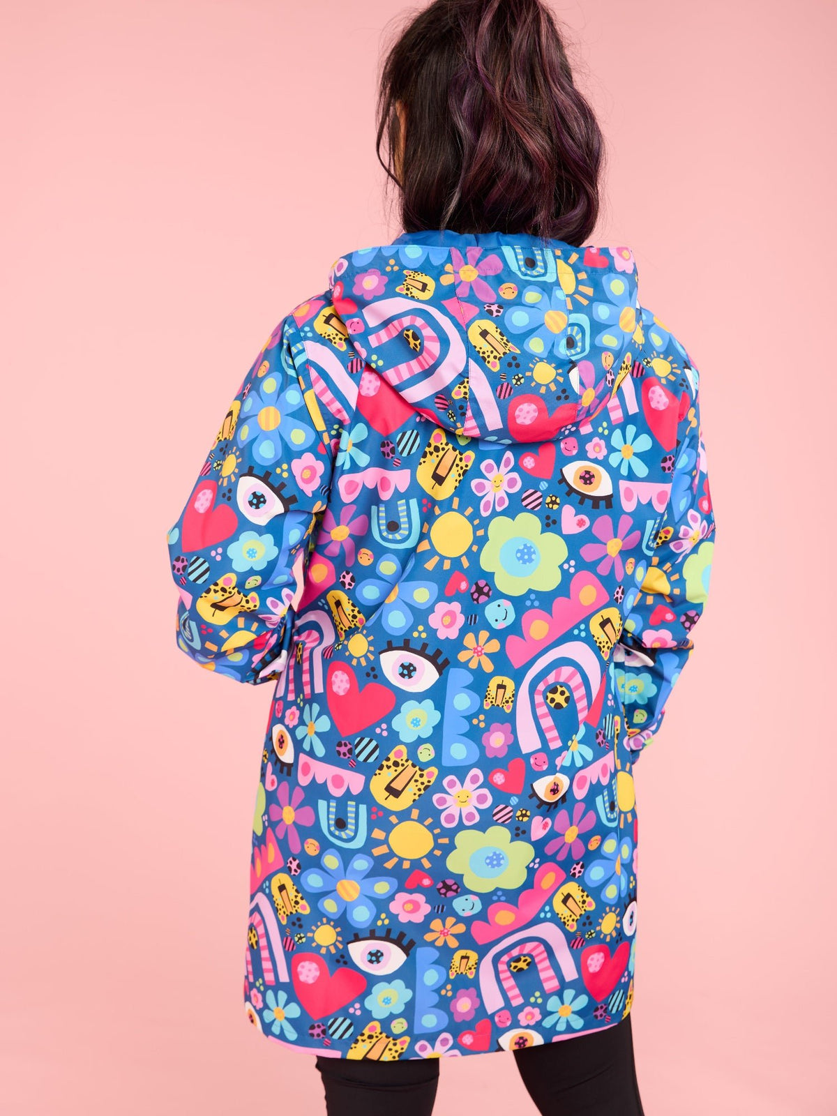 My Things Longline Raincoat - Adult - Kasey Rainbow colourful waterproof light weight rain jacket