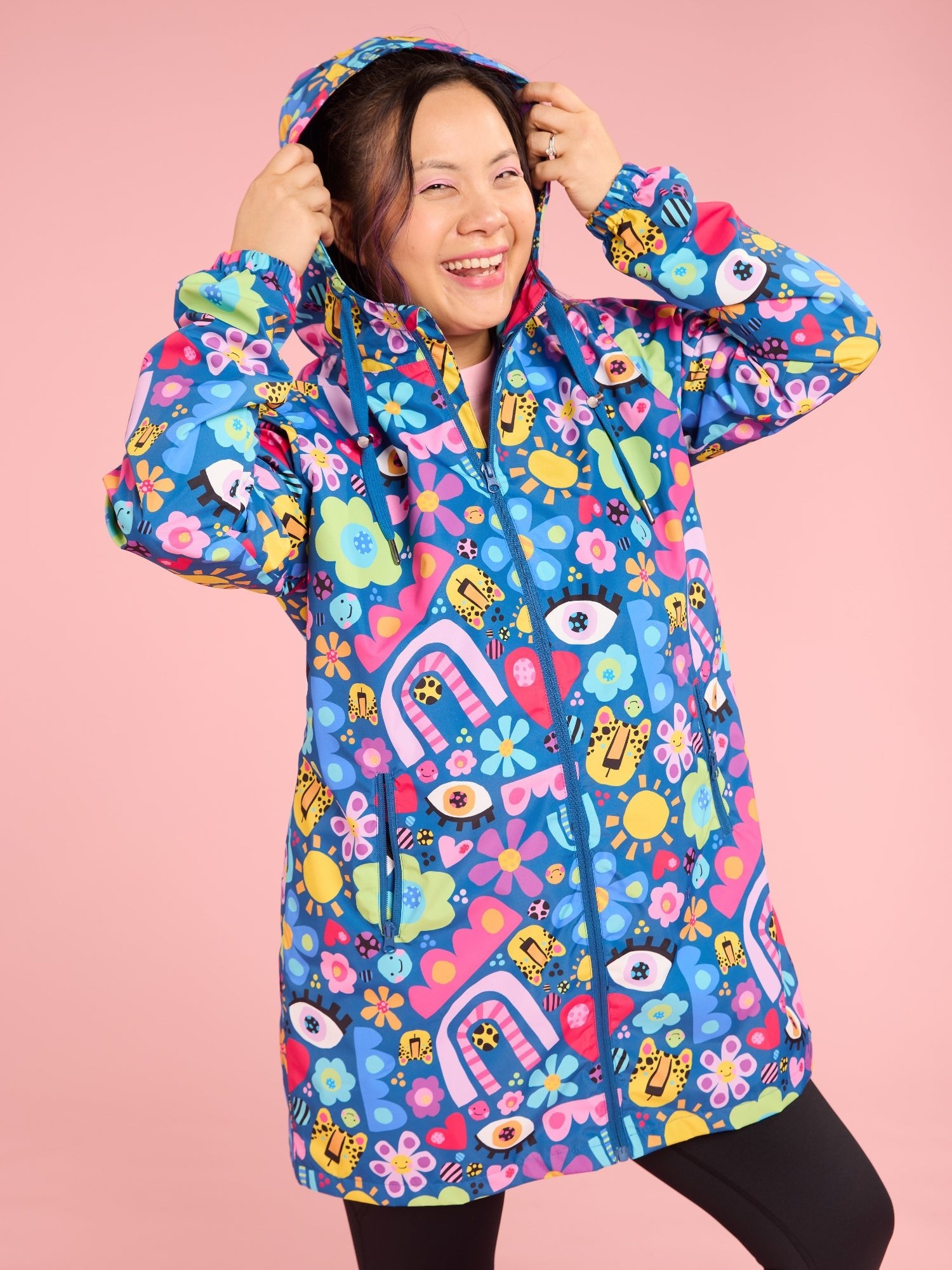 My Things Longline Raincoat - Adult - women's lightweight waterproof jacket with hood