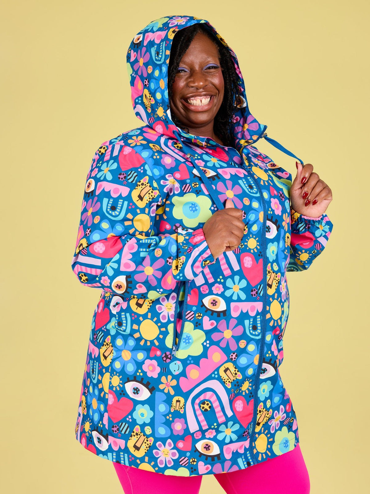 My Things Longline Raincoat - Adult - Kasey Rainbow plus size colourful raincoat