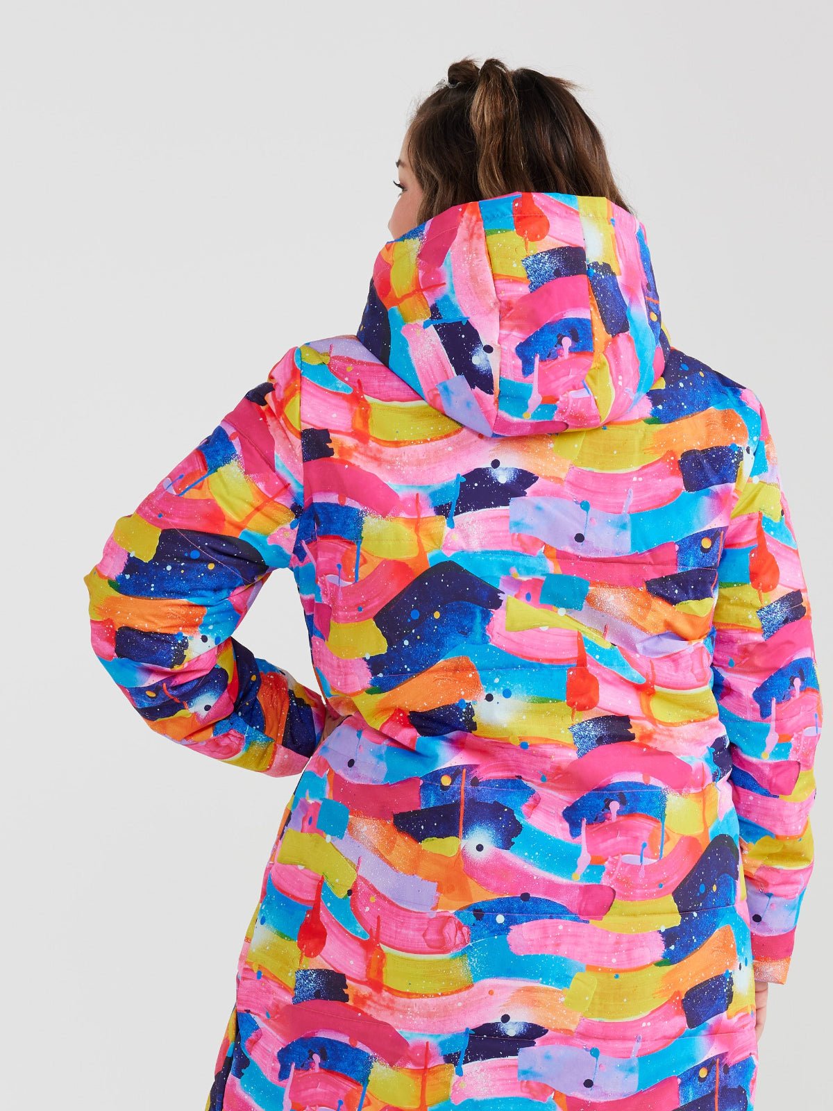 Neon Flow Longline Hooded Puffer Jacket