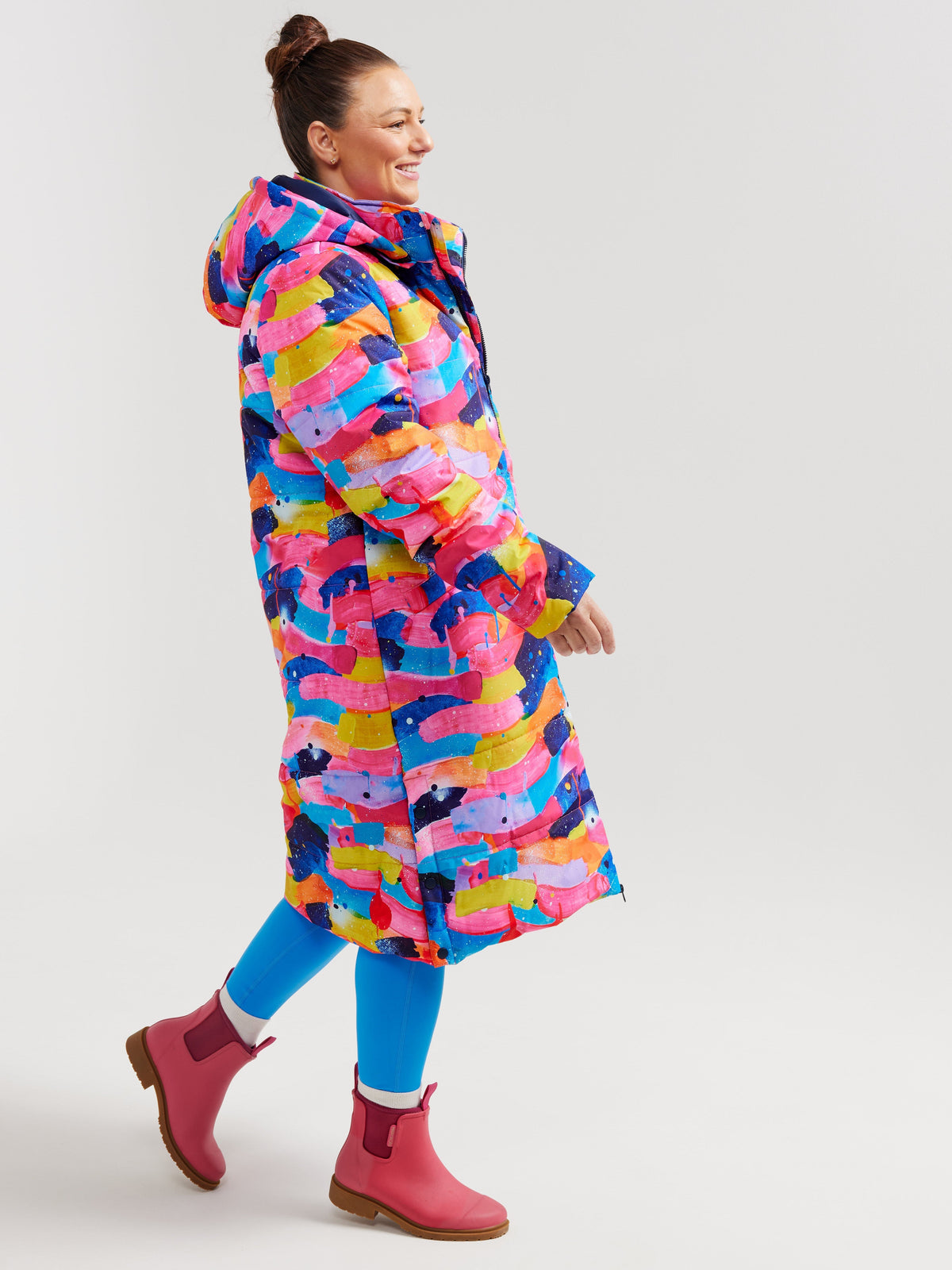 Neon Flow Longline Hooded Puffer Jacket (PREORDER)