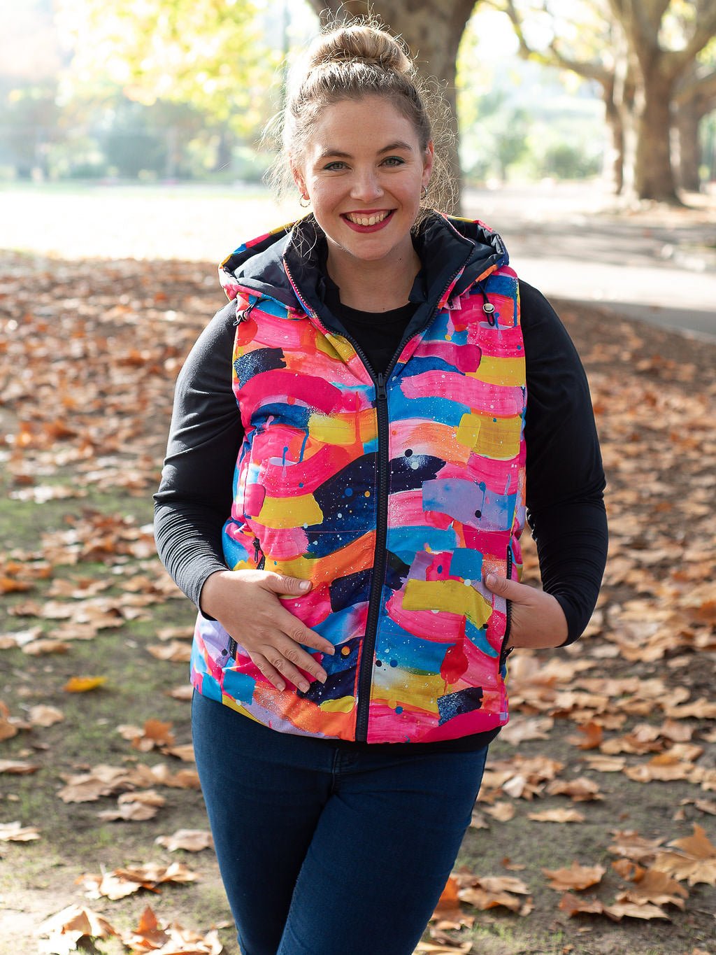 Neon Flow Reversible Hooded Puffer Vest