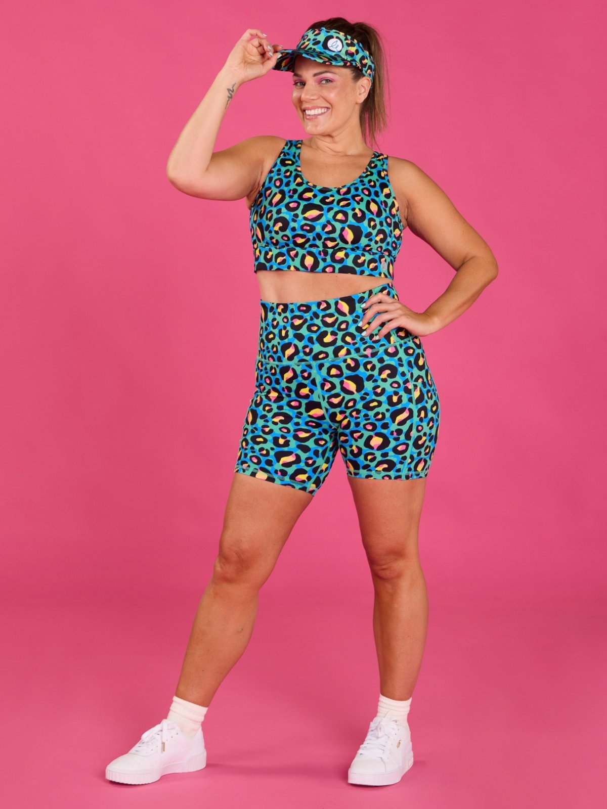 Neon Leopard Visor - running visor cap