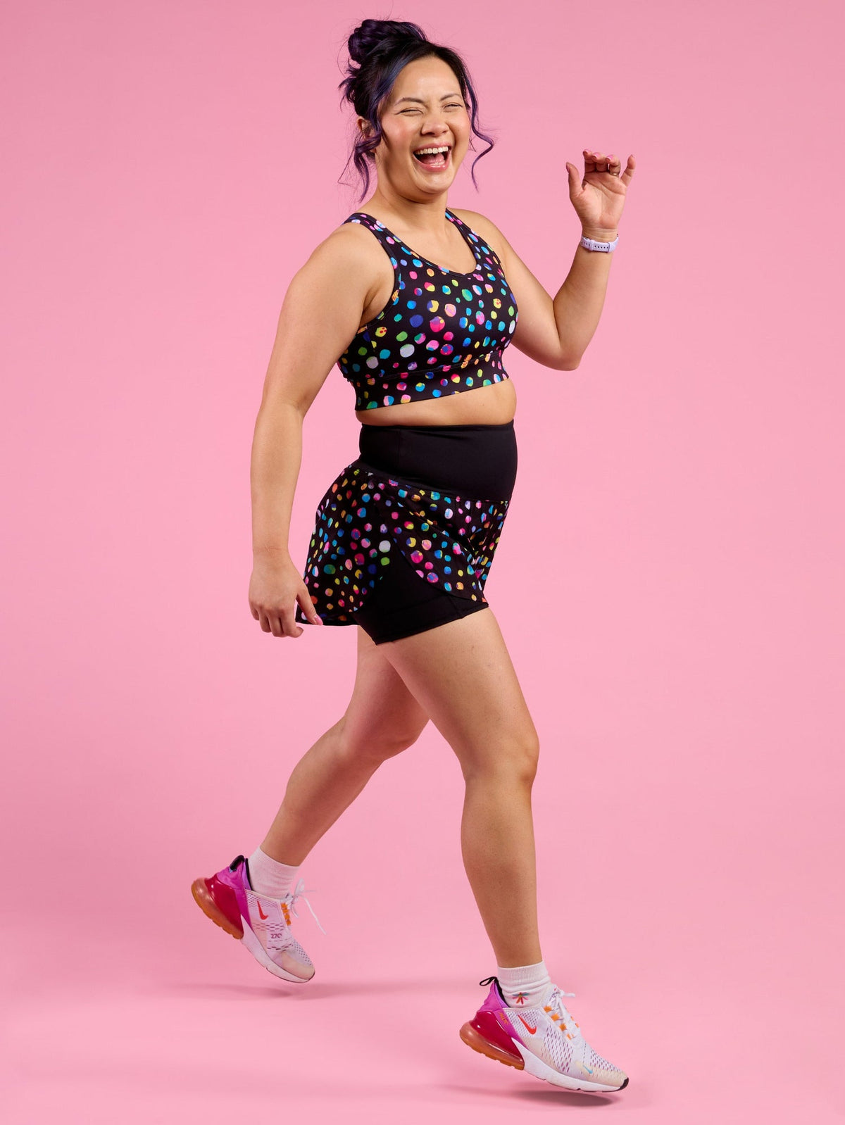 Night Polka 2-in-1 Running Shorts - high waisted shorts