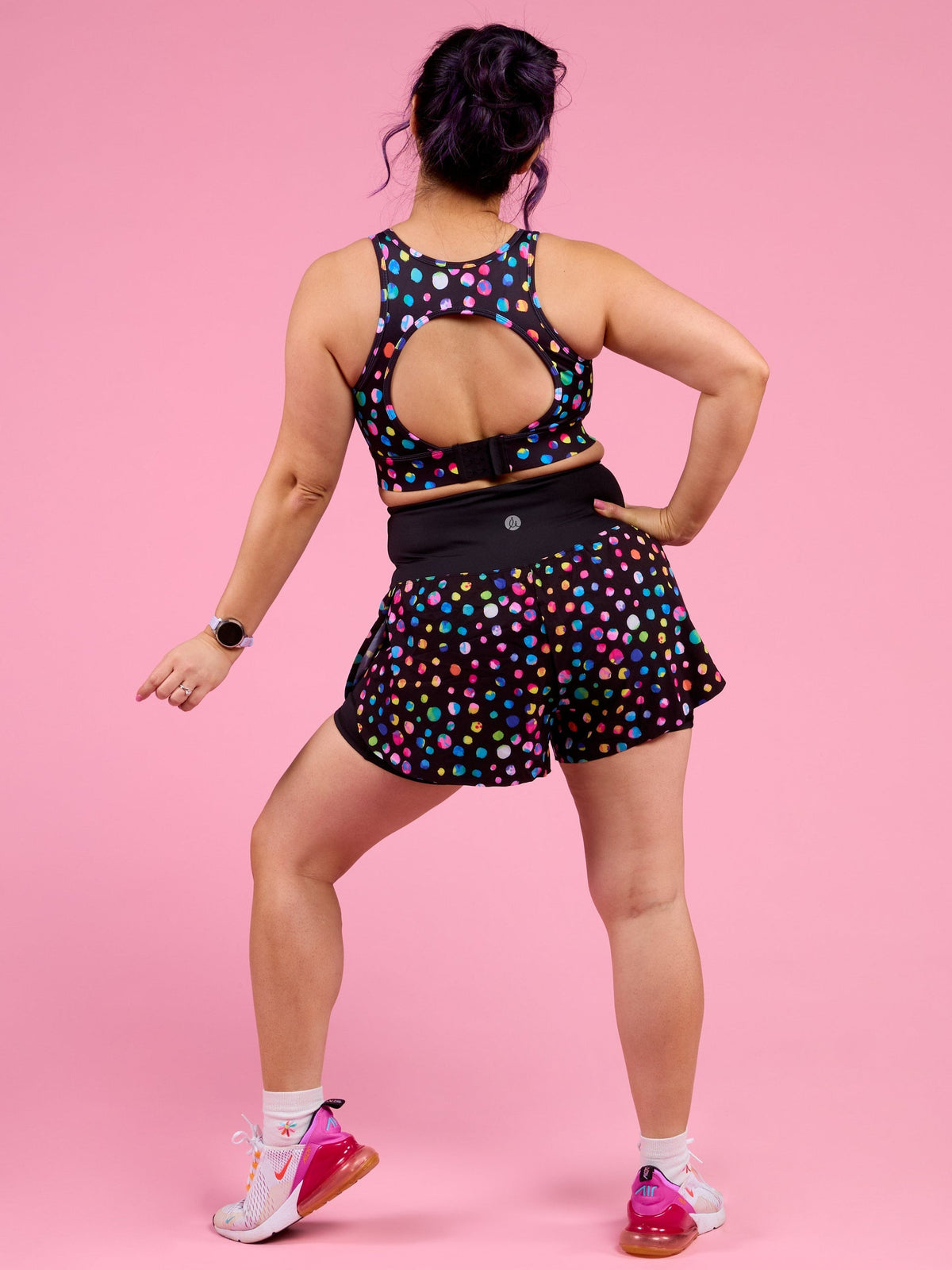 Night Polka 2-in-1 Running Shorts - built-in bike short