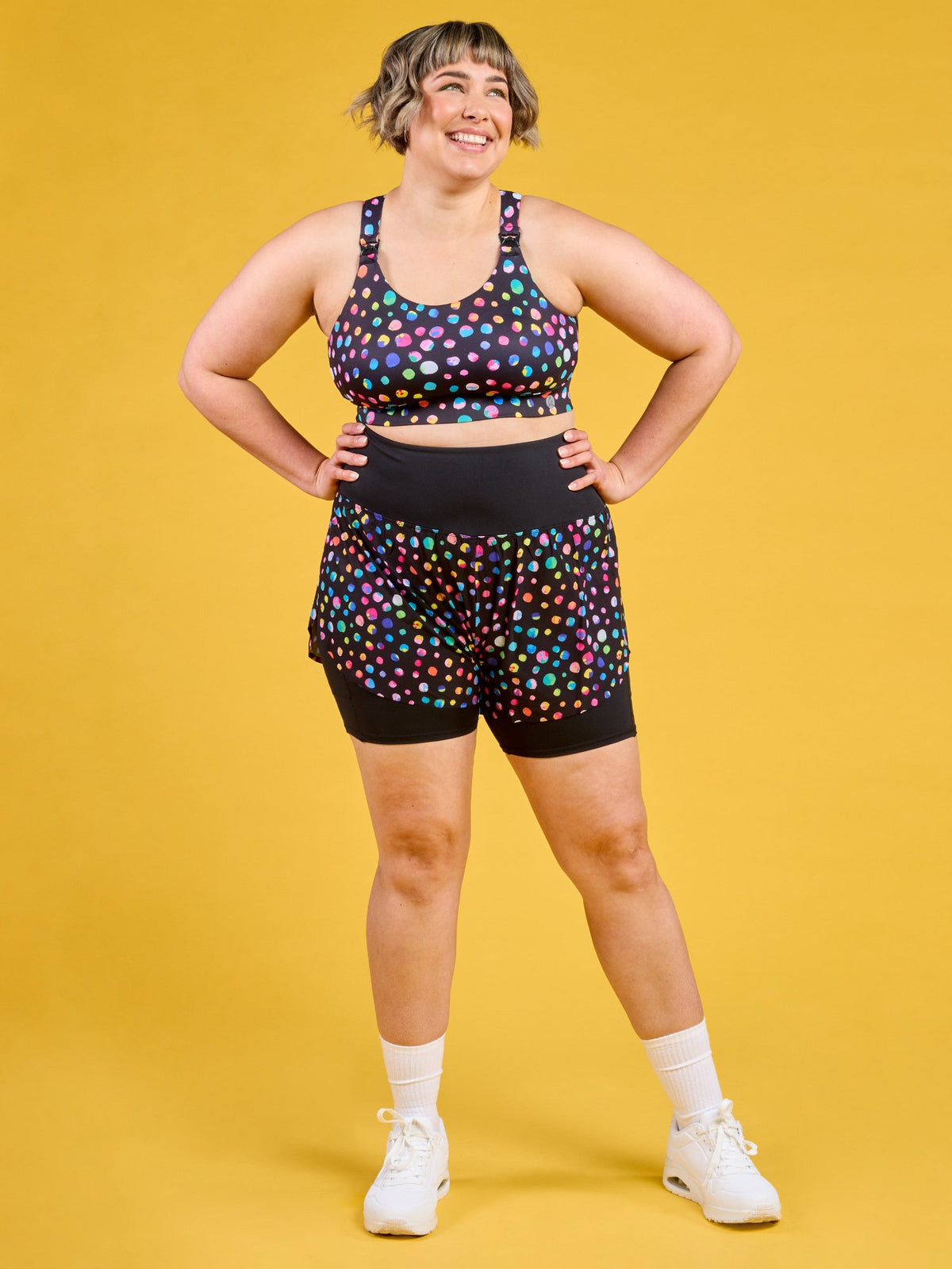 Night Polka 2-in-1 Running Shorts - sports shorts activewear women