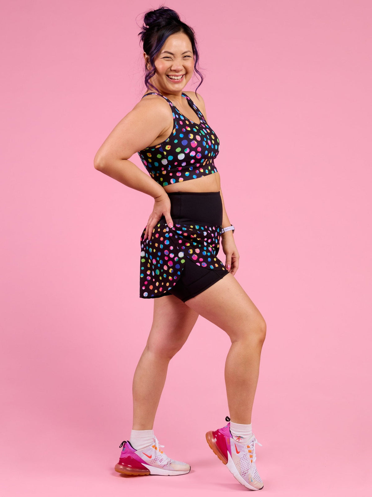 Night Polka 2-in-1 Running Shorts - chlorine resistant