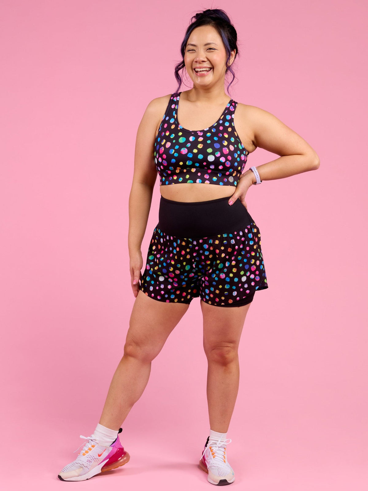 Night Polka 2-in-1 Running Shorts - 2 in 1 running shorts