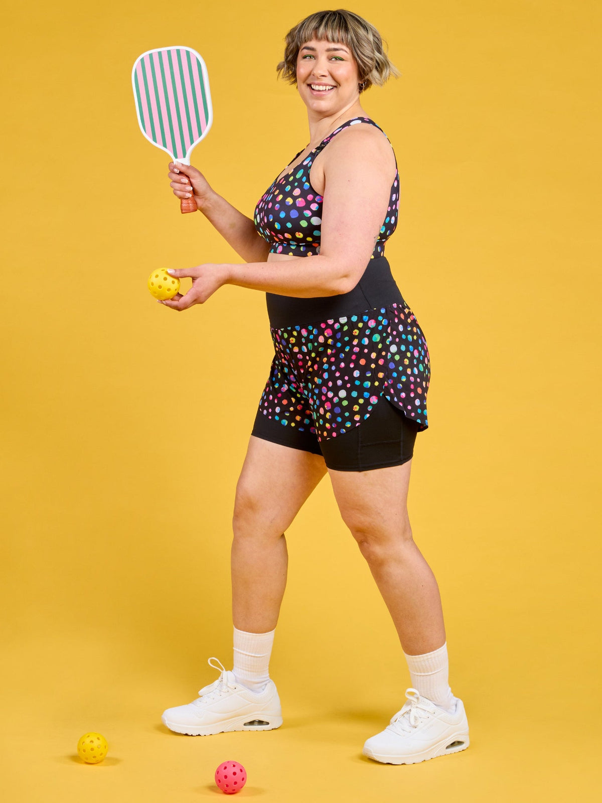 Night Polka 2-in-1 Running Shorts - quick drying fabric