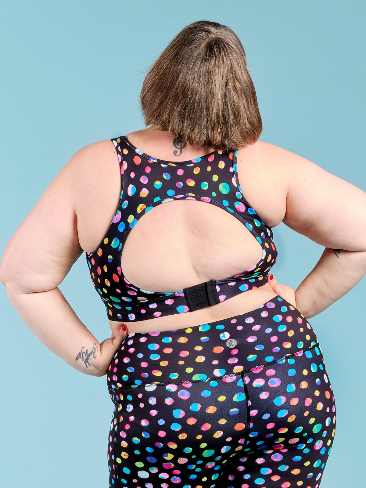 Night Polka Liberty Hookback Crop - popular active crop