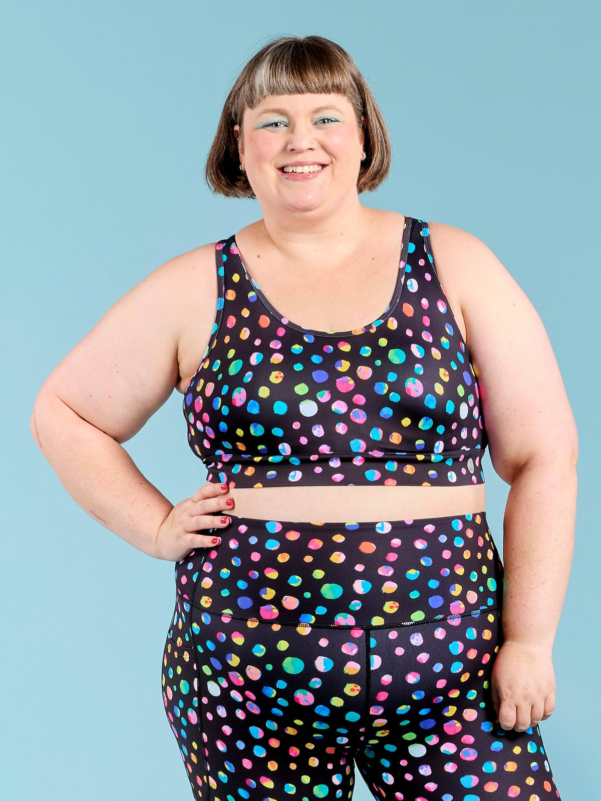 Night Polka Liberty Hookback Crop - Colourful sports bra plus size