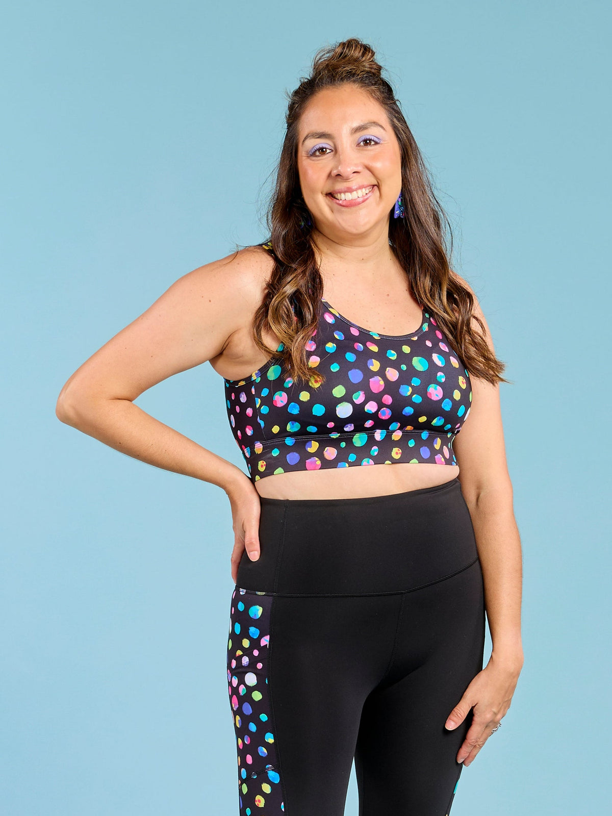 Night Polka Liberty Hookback Crop - Running bra no bounce crop top