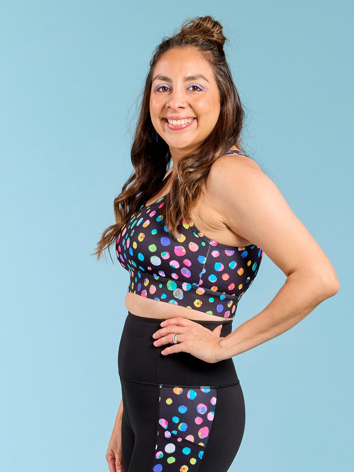 Night Polka Liberty Hookback Crop - crop made from recycled plastic bottles