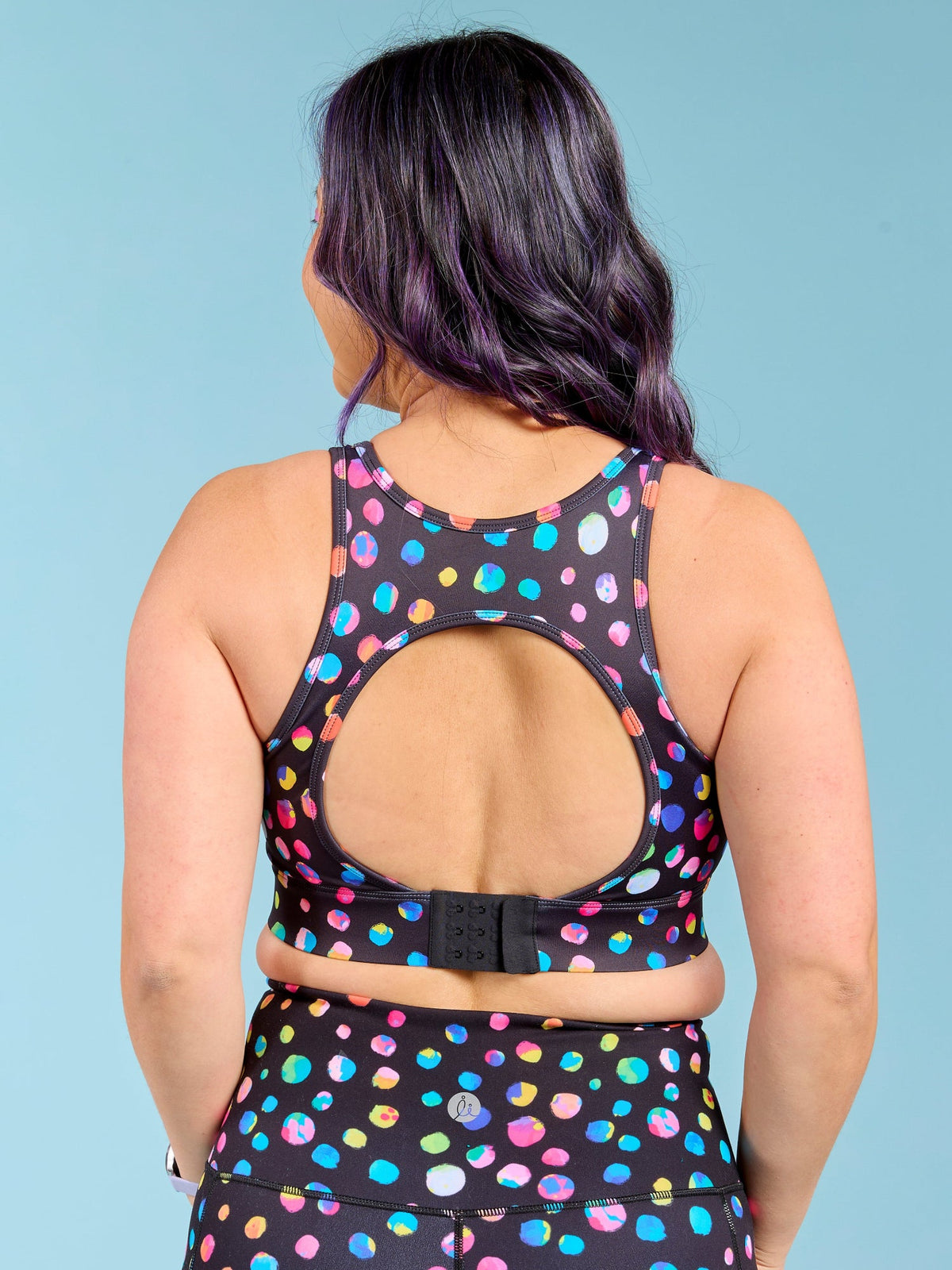 Night Polka Liberty Hookback Crop - High impact sports bra hookback
