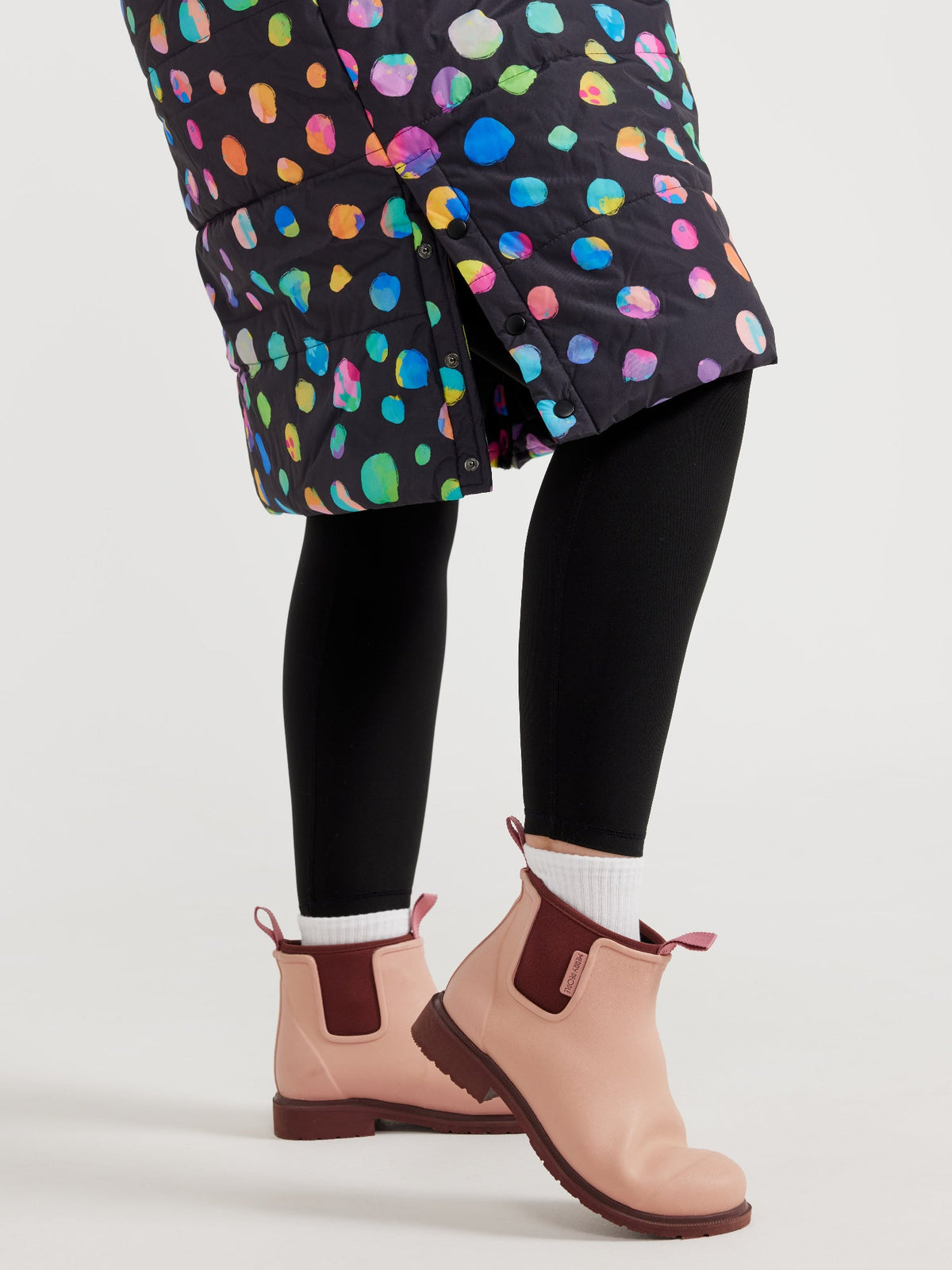 Night Polka Longline Hooded Puffer Jacket