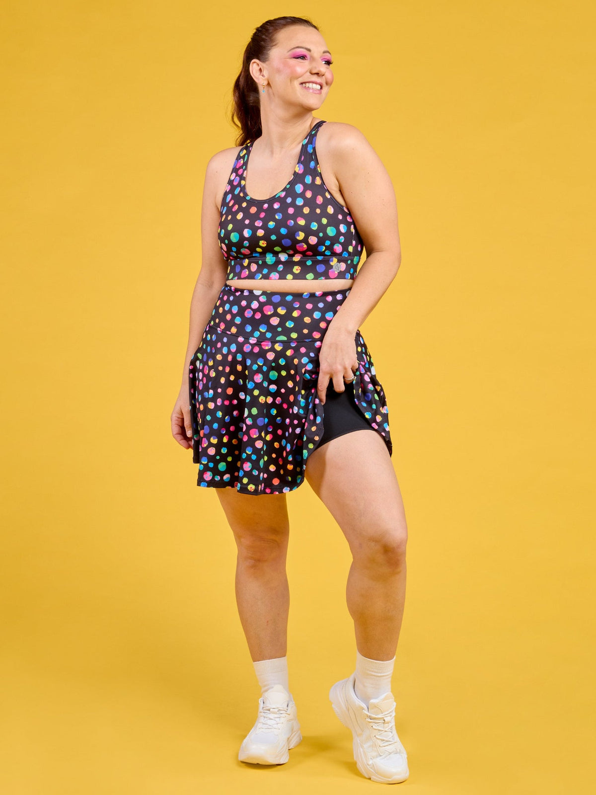 Night Polka Skort - extra high waisted