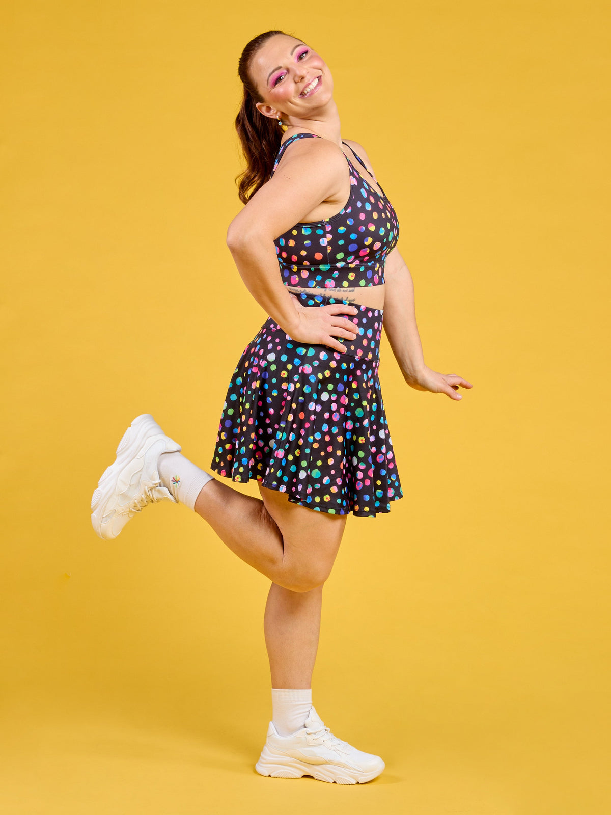 Night Polka Skort - a-line silhouette active wear