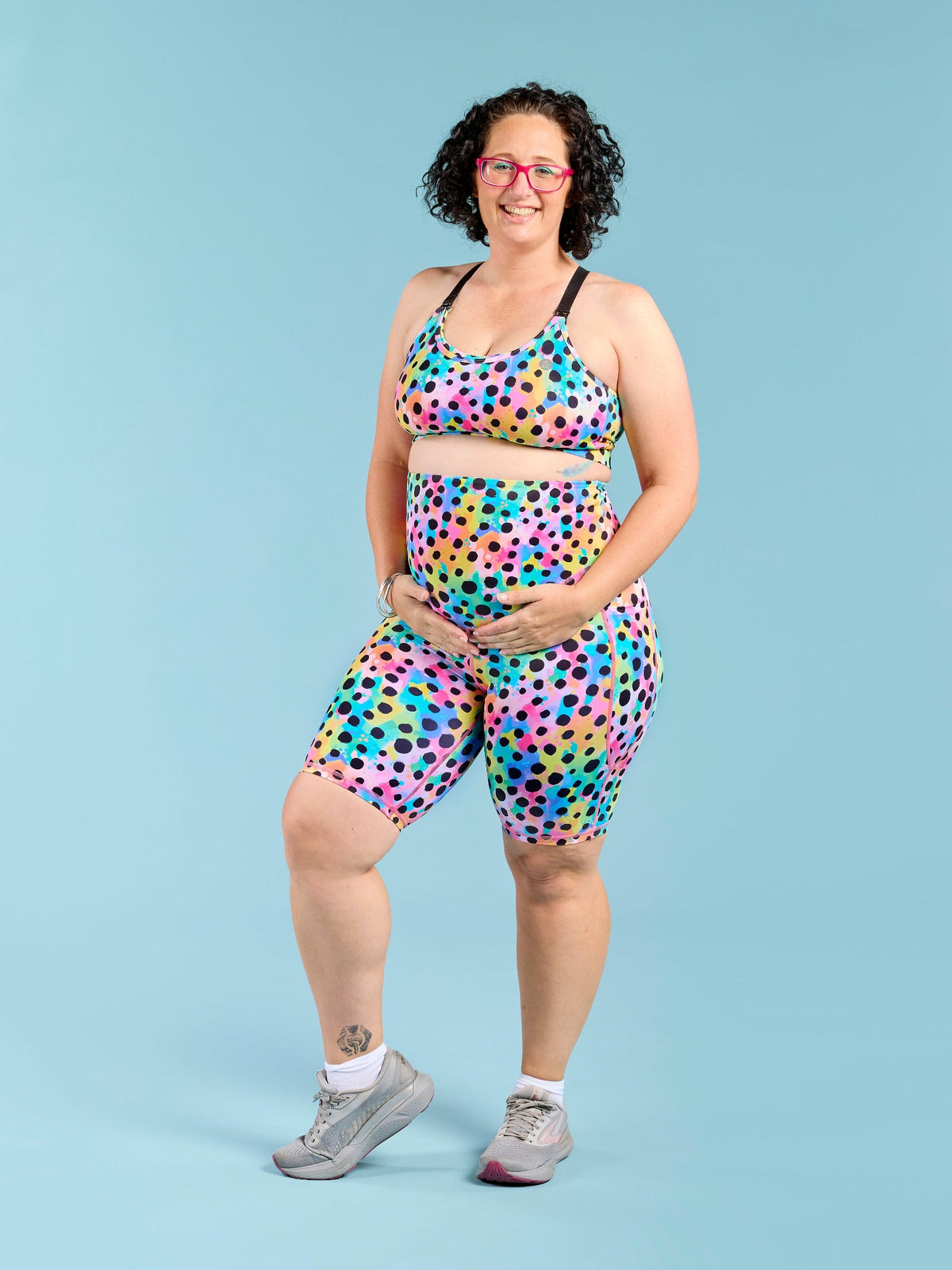 Polka Party Maternity Bike Shorts - Womens swimmable activewear maternity