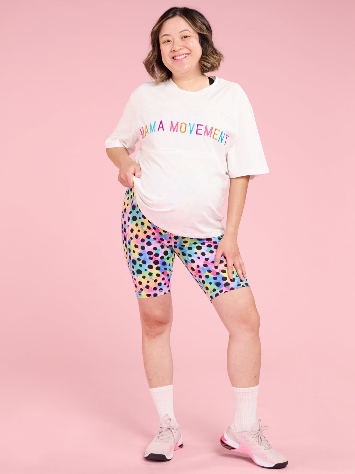 Polka Party Maternity Bike Shorts - compression maternity bike shorts supportive maternity activewear bike shorts